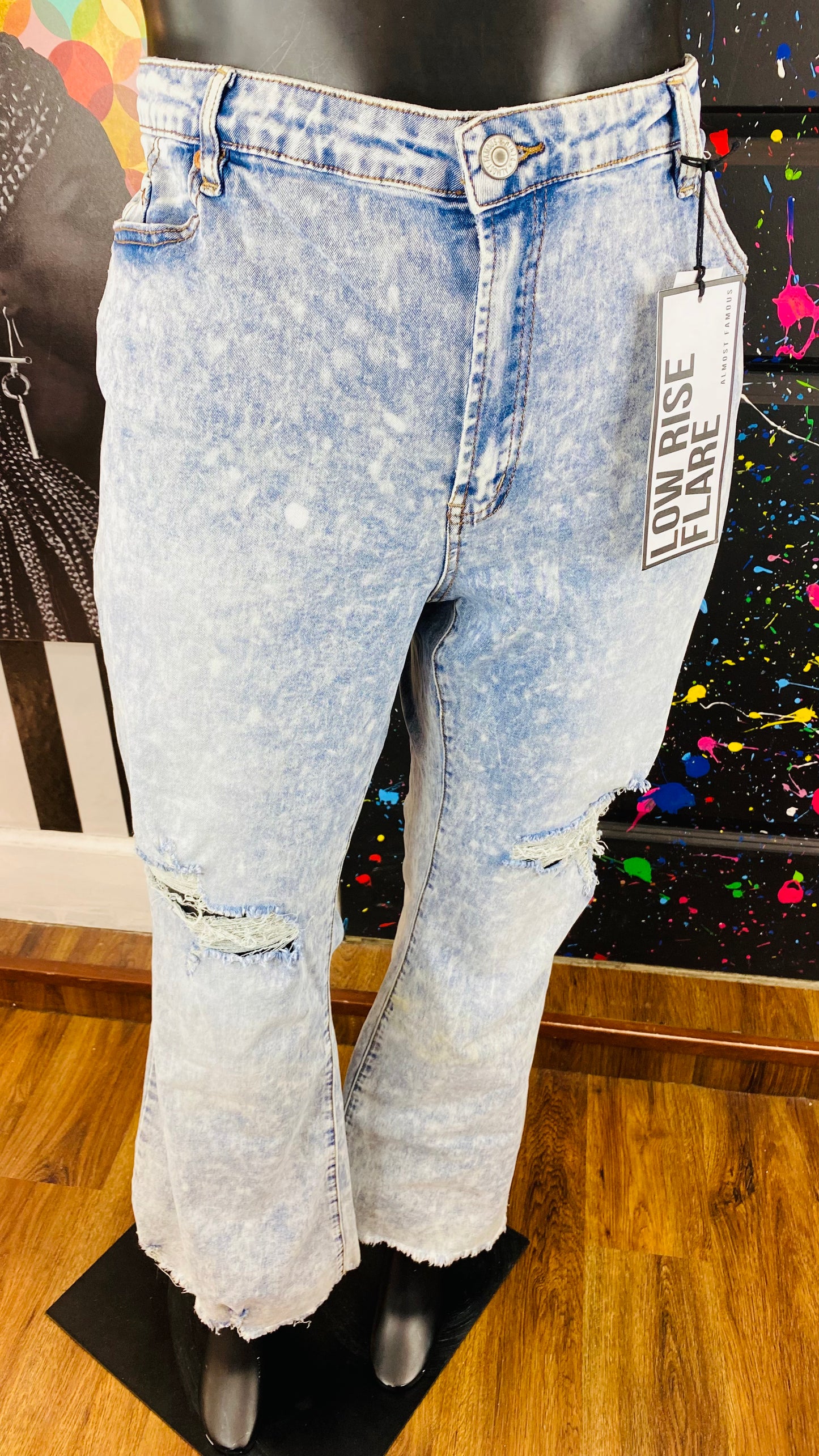 Almost Famous Acid Washed Distressed Jeans