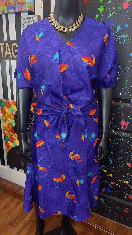 Vintage Tie Front Blouse & Mermaid Skirt Set (18)