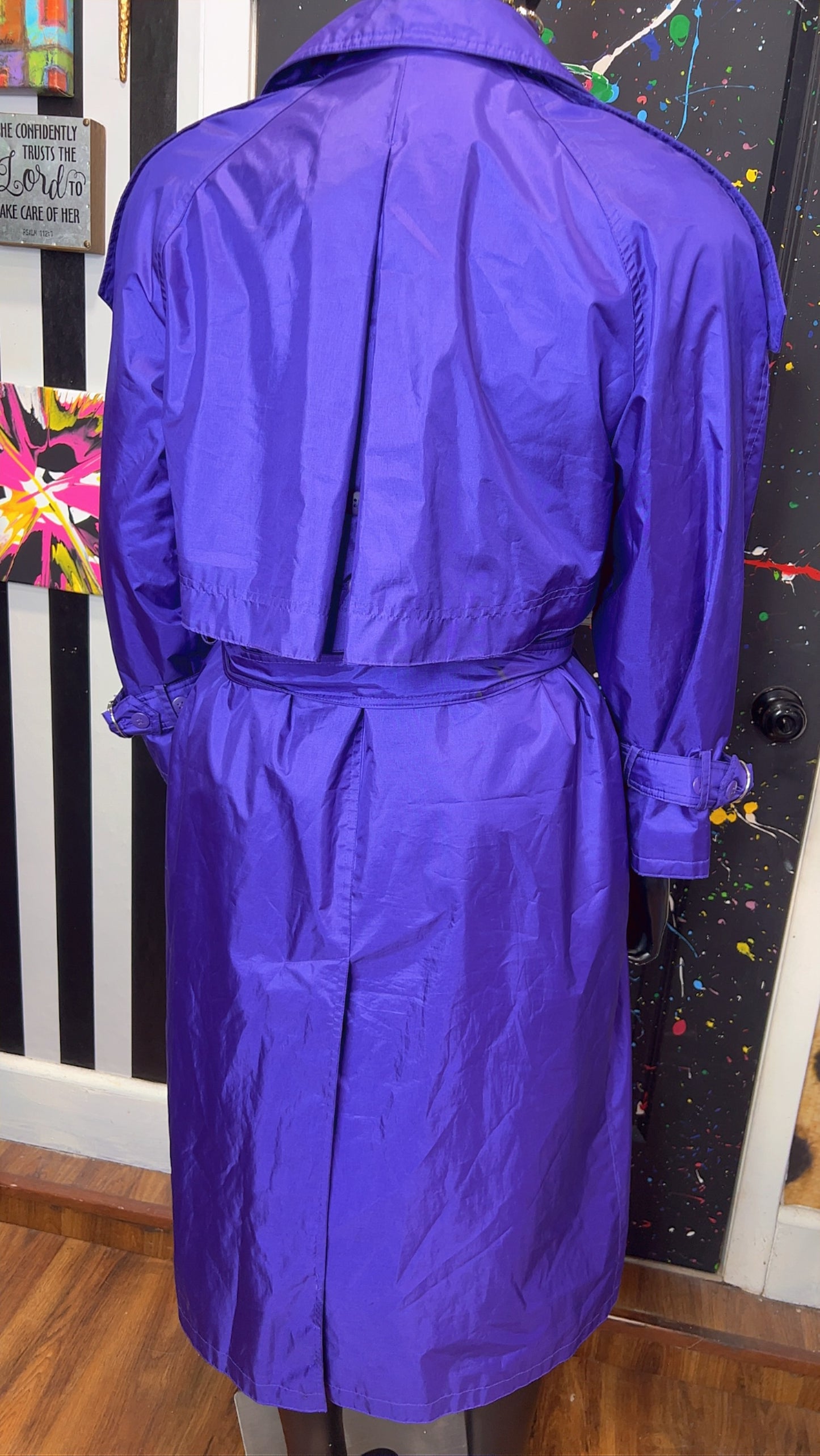Vintage Purple Trench Rain Coat w/ Belt (14) *KC