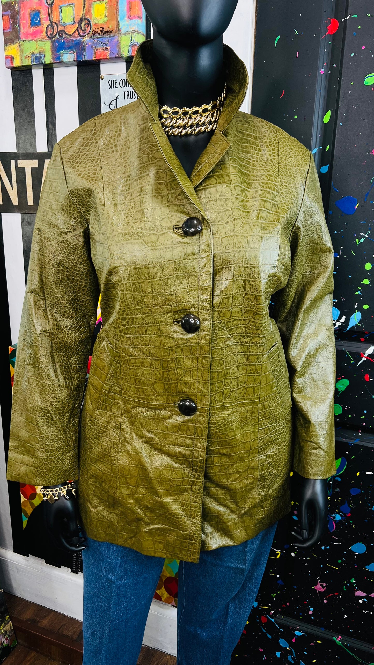 Vintage Green Genuine Leather Jacket (16)