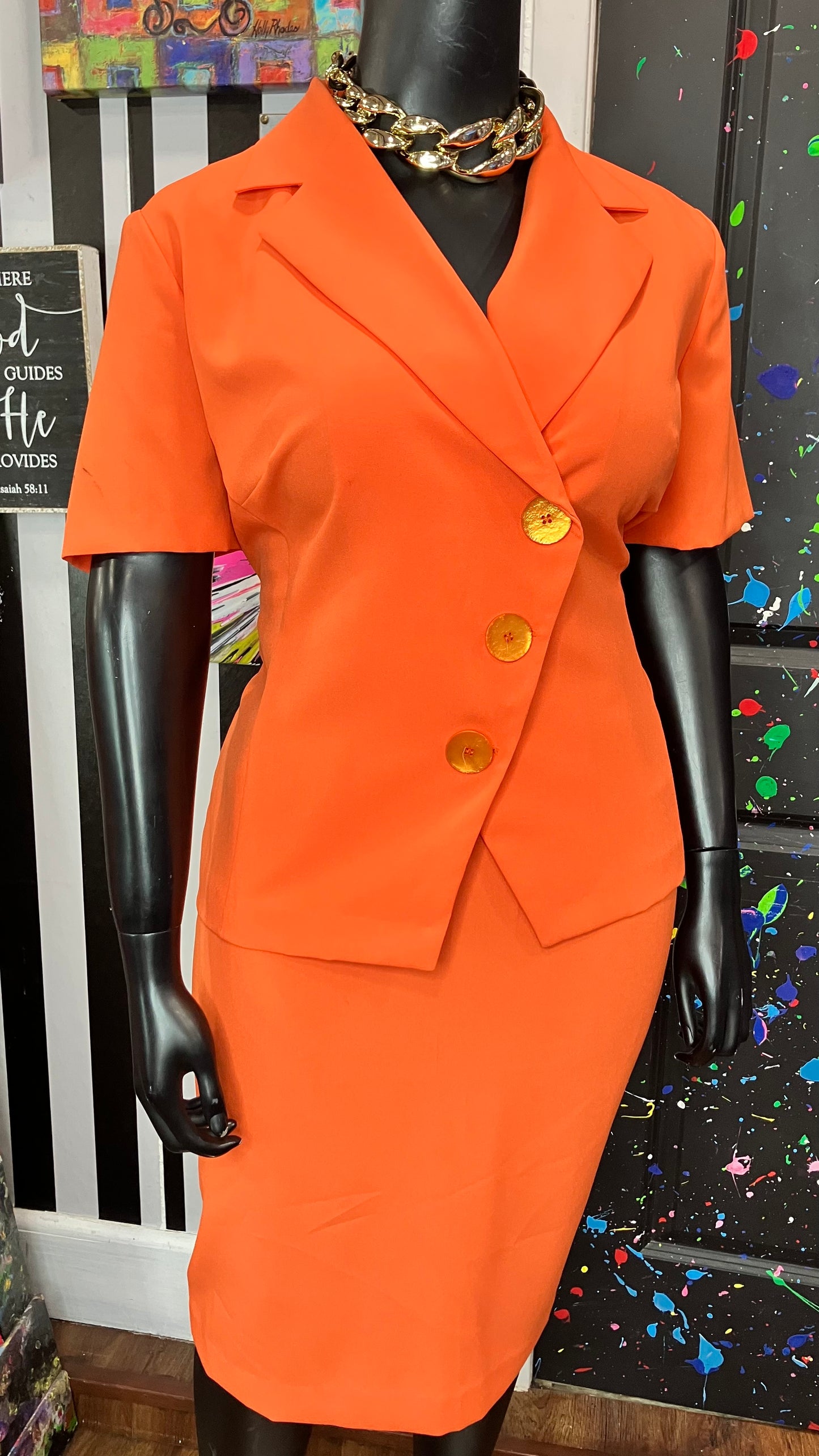 Vintage Orange Skirt Suit (18W)