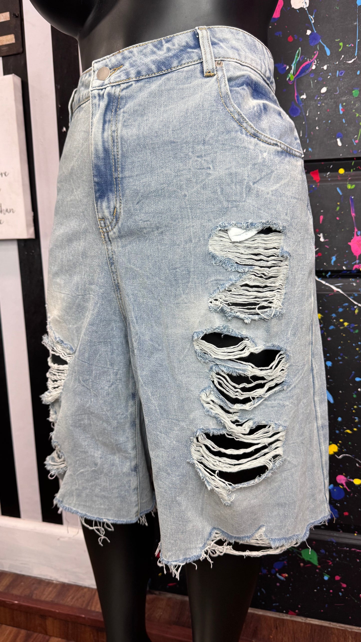 Denim Distressed Shorts (18)