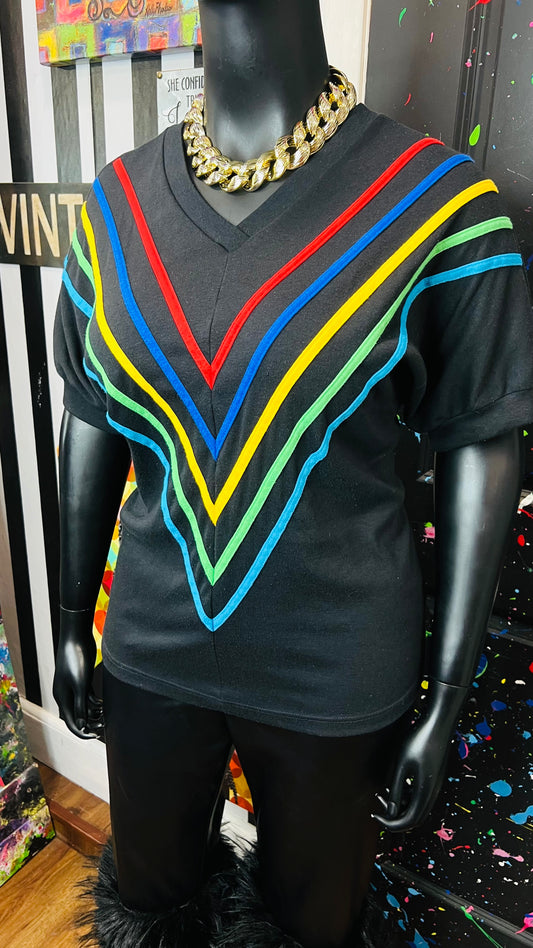 Vintage Color block Cotton Blouse (20)