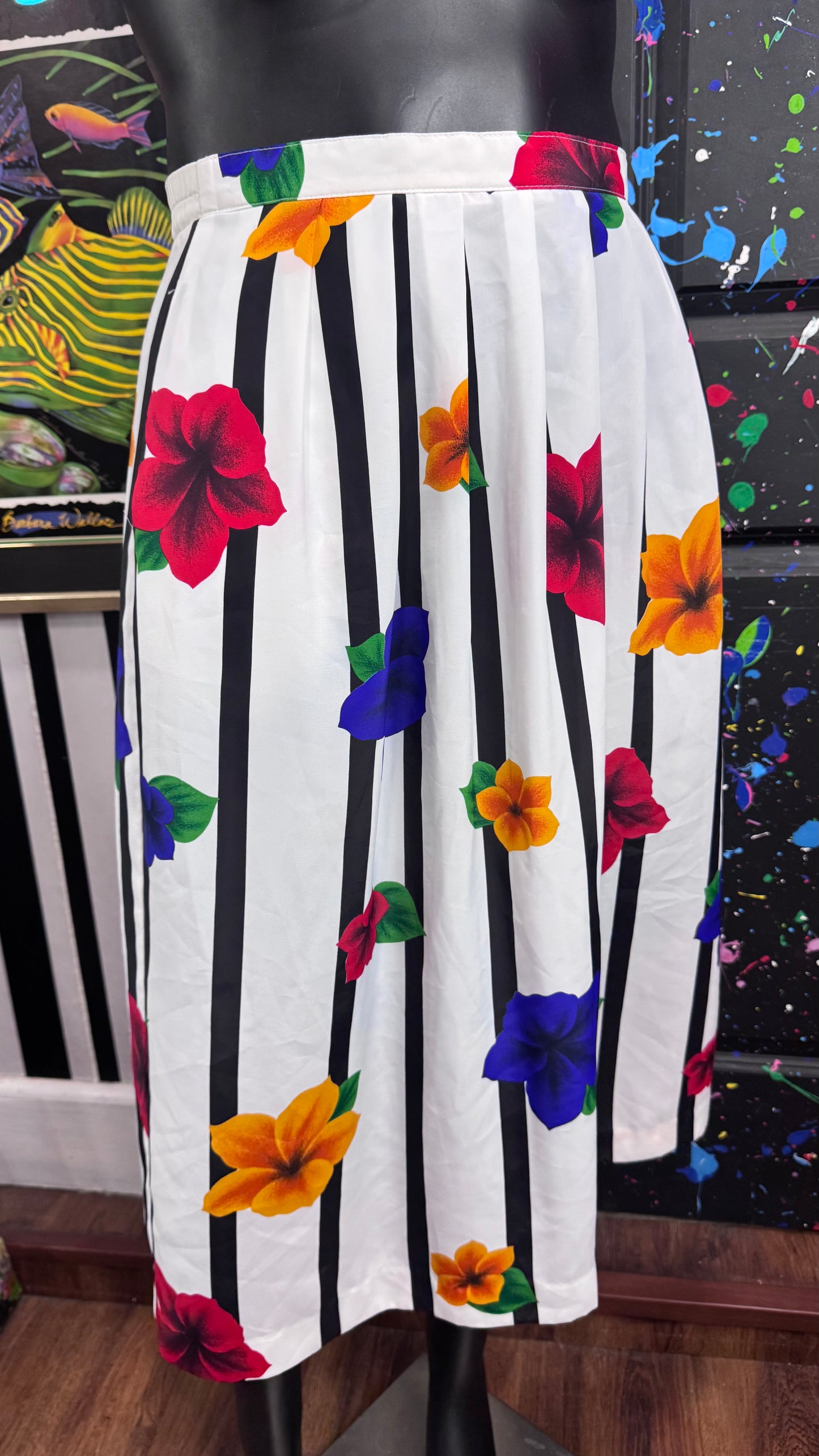 Vintage Striped & Floral Skirt (18) *KC