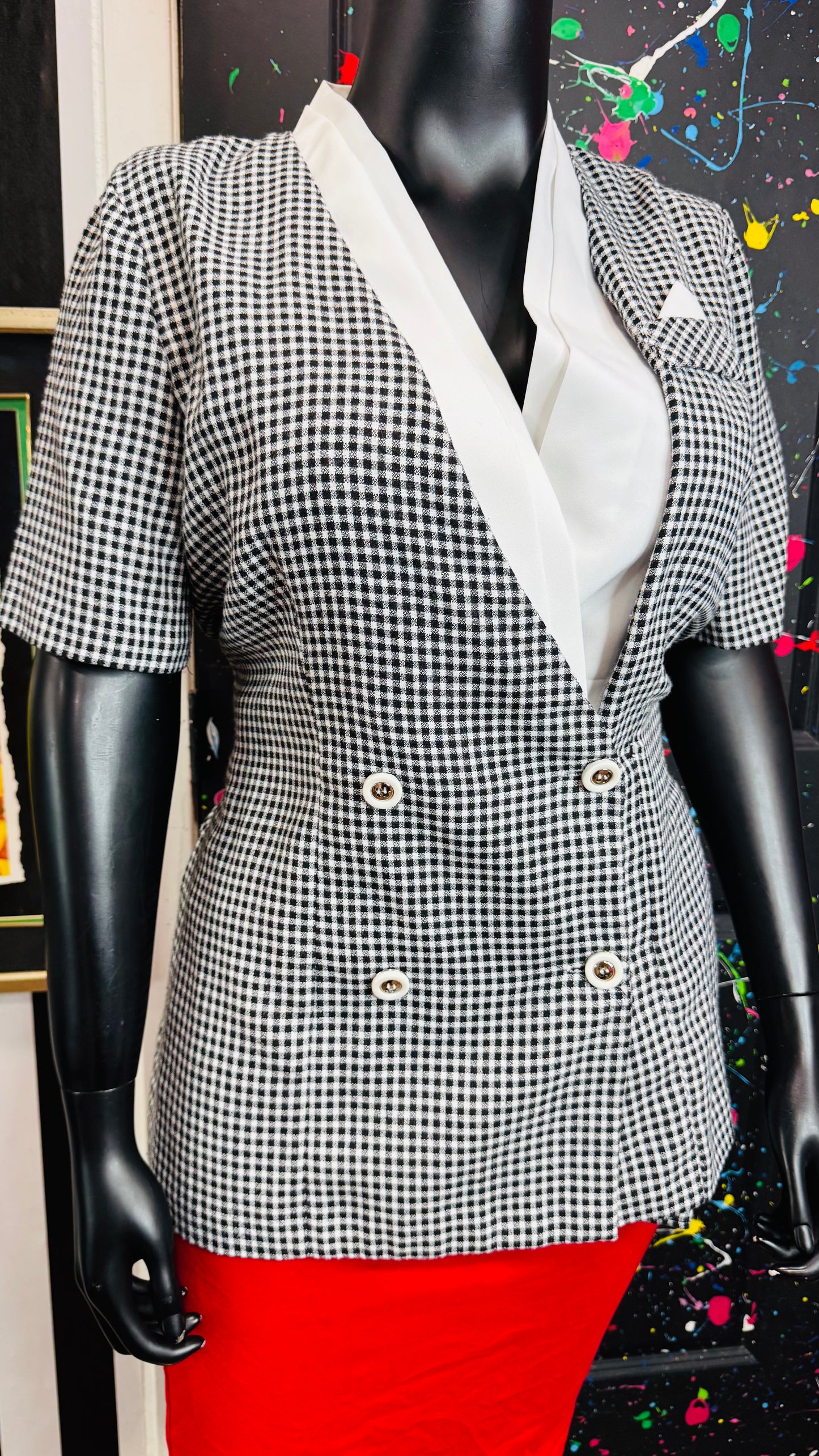Vintage Black & White Houndstooth Blouse (18)