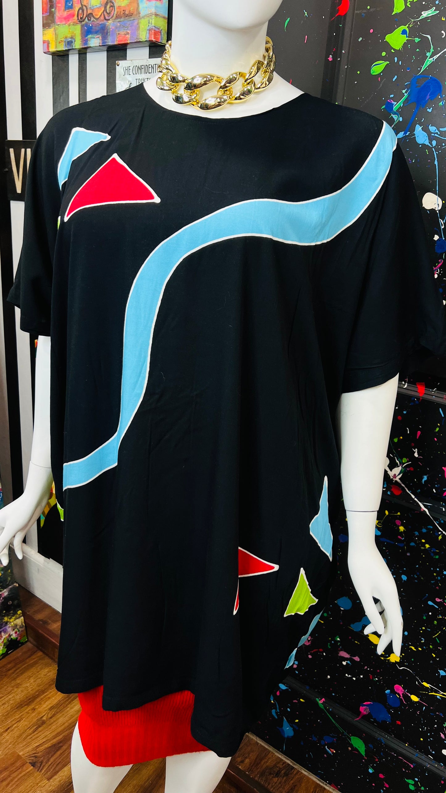 Rayon Color Block Tunic (OS)