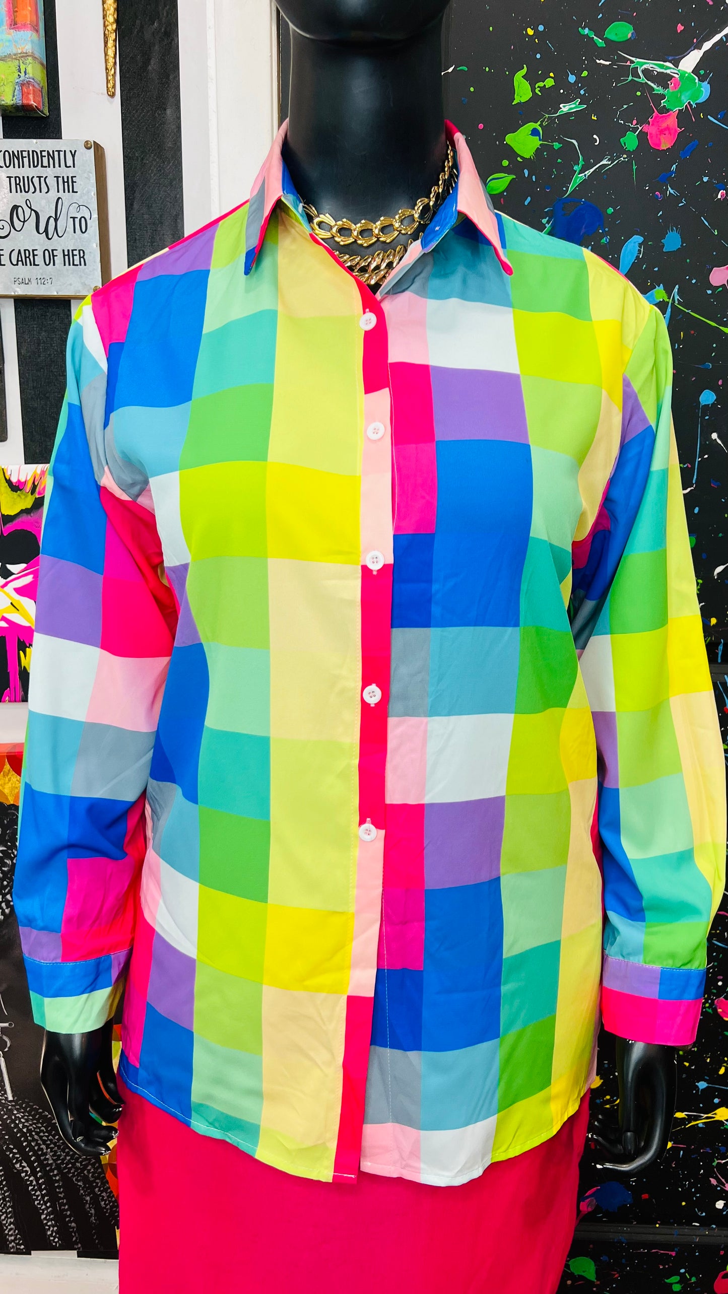 Colorful Long Sleeve Polyester Blouse (14)