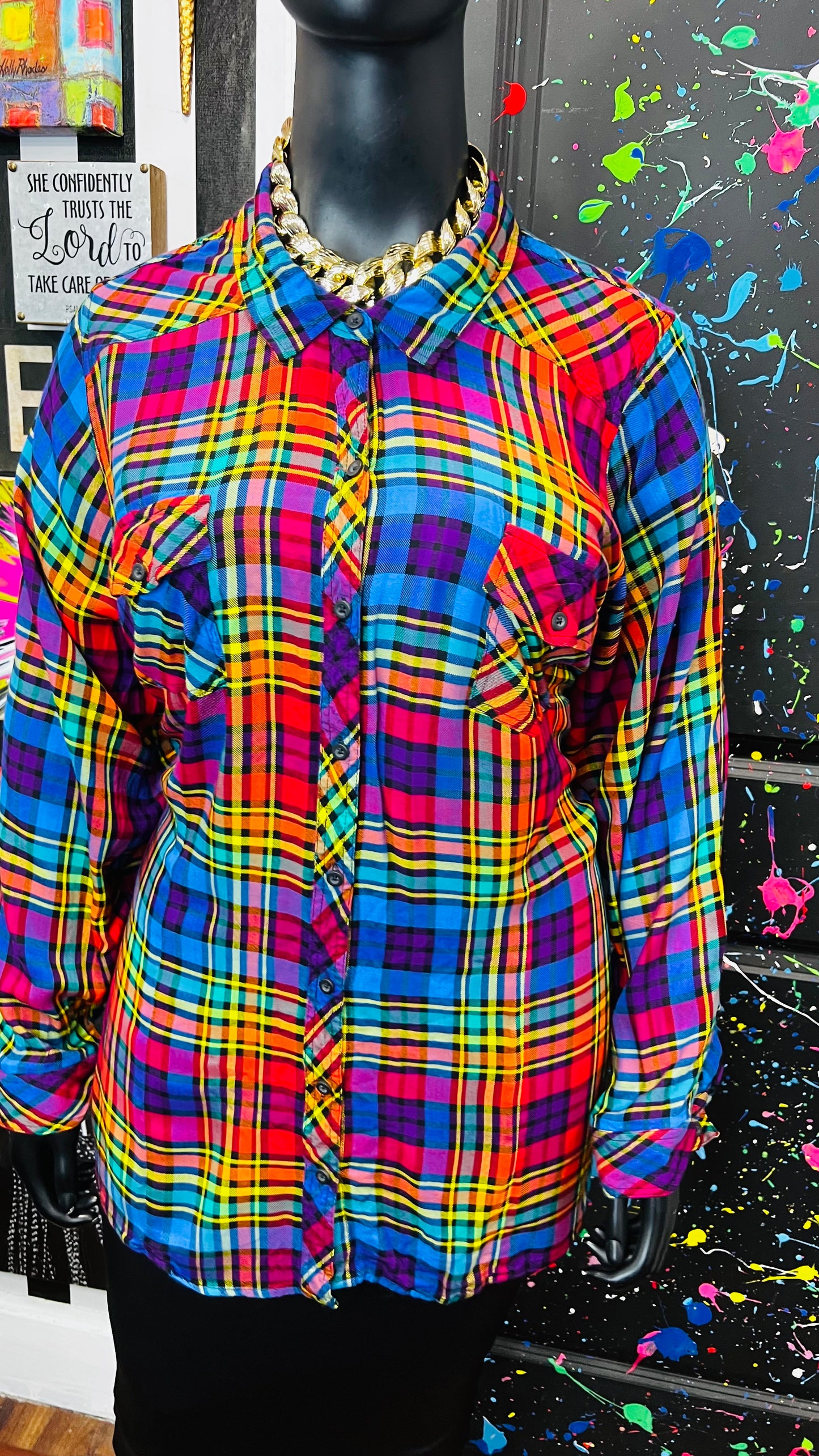 Torrid Rainbow Plaid Blouse (24)