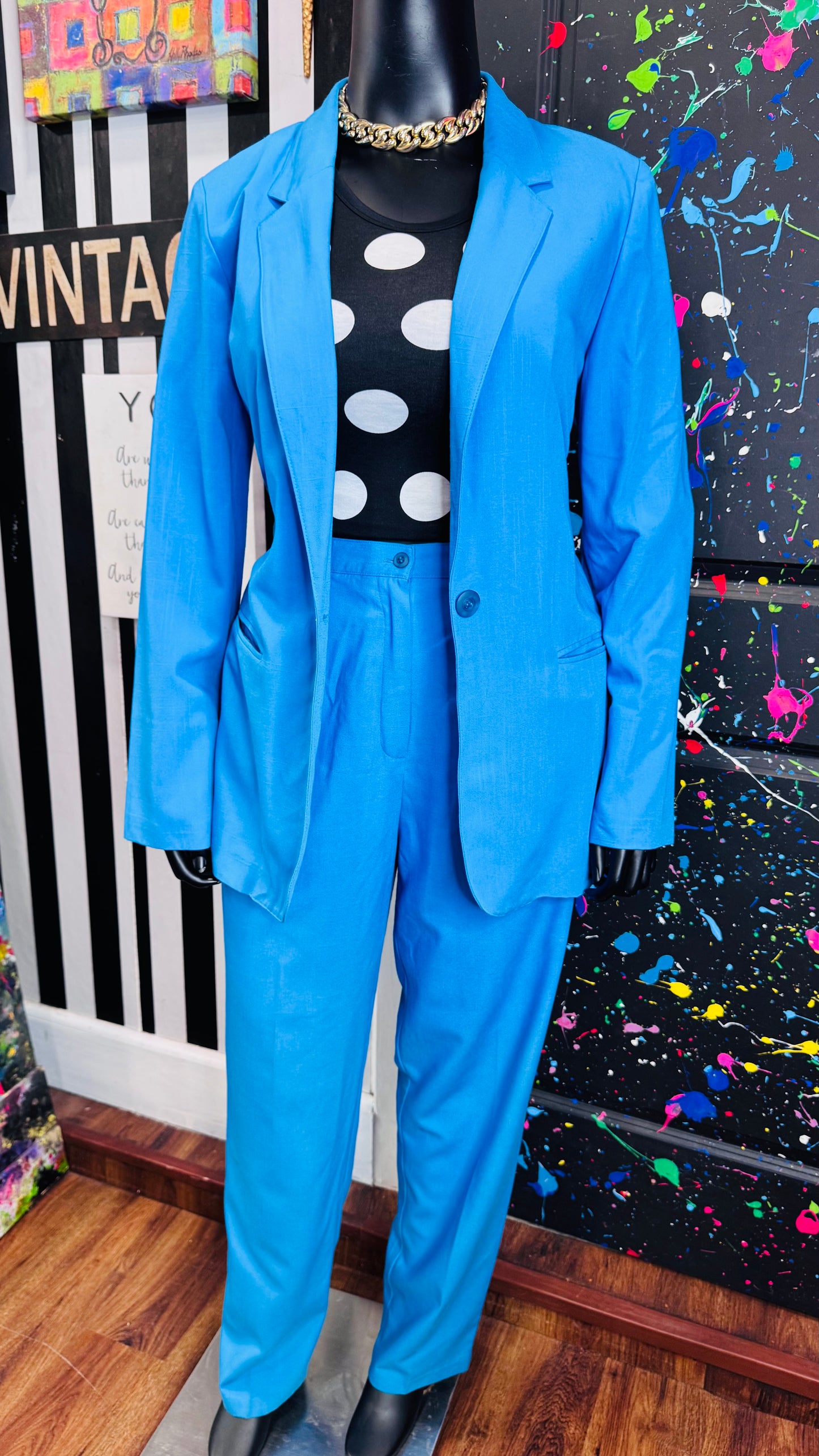 Vintage Blue Power Pants Suit (16T)