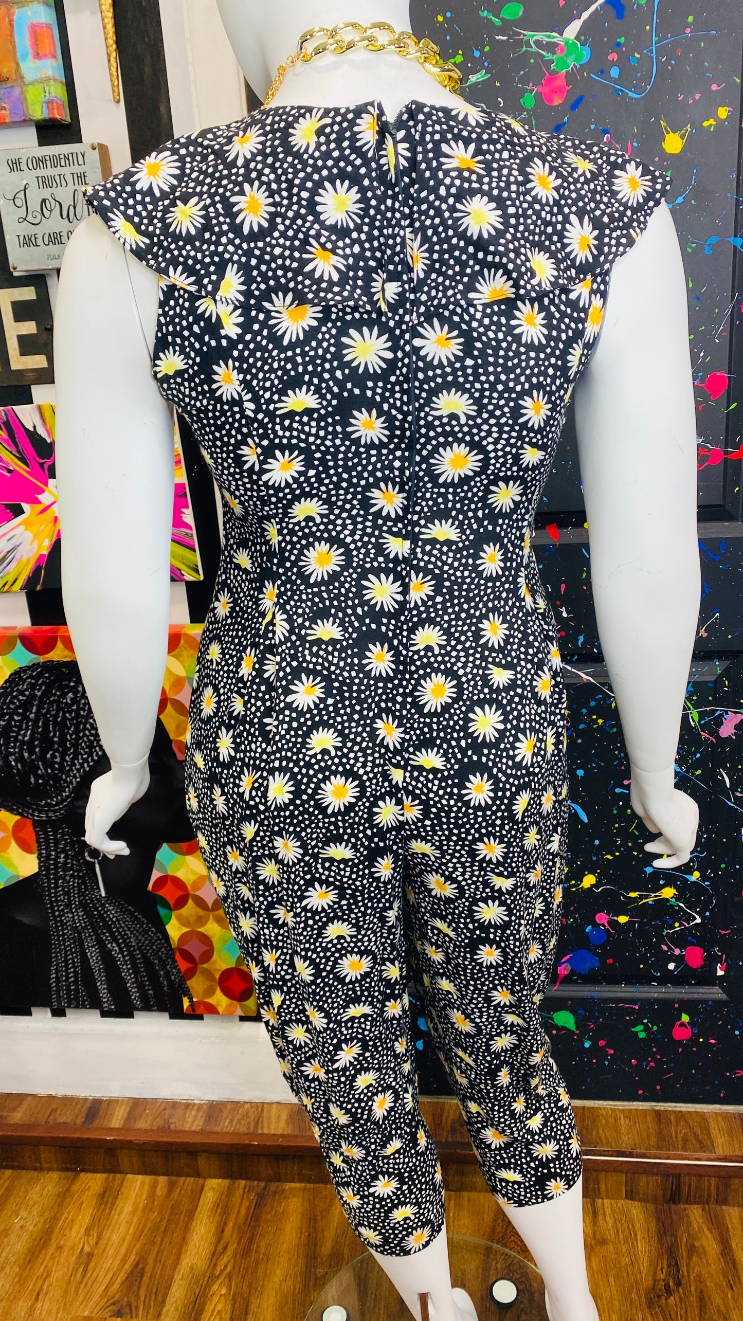 Vintage Rayon Sunflower Jumpsuit (12)