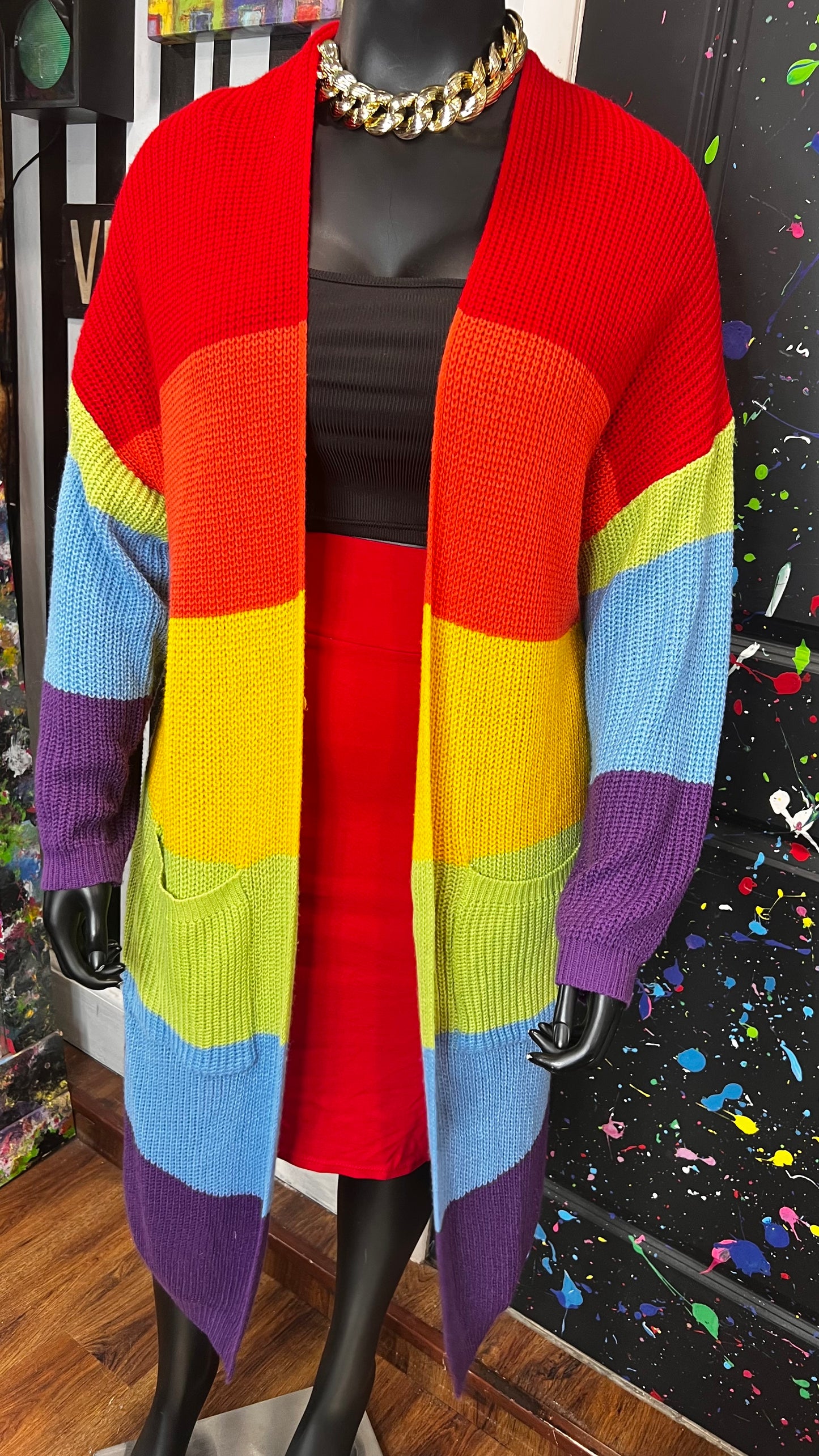 Rainbow Knitted Duster (OS)