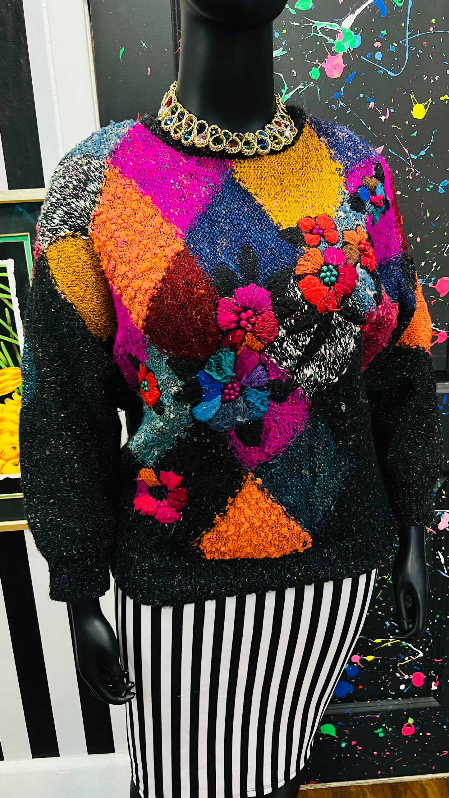 Vintage Acrylic & Wool Abstract Sweater (18)