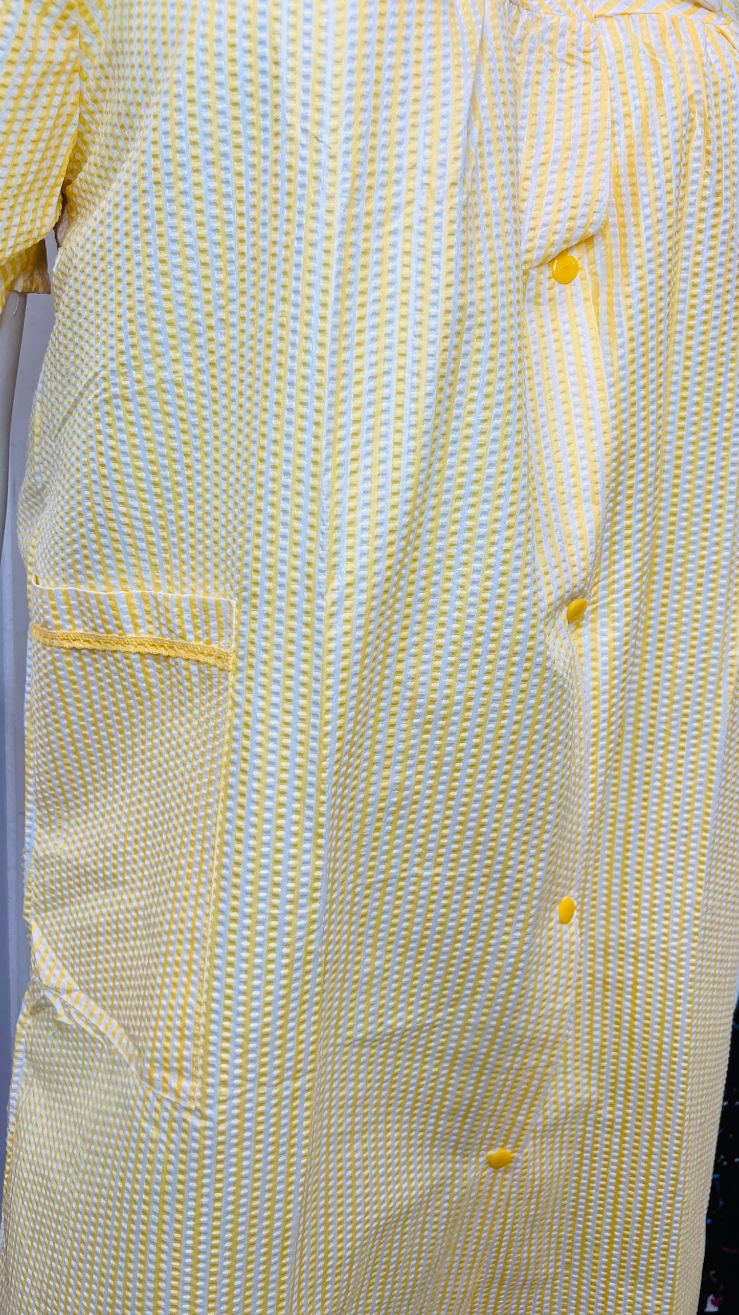 Vintage Yellow & White Striped Night Gown- Dead Stock New w/Tags (14)