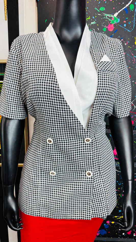Vintage Black & White Houndstooth Blouse (18)