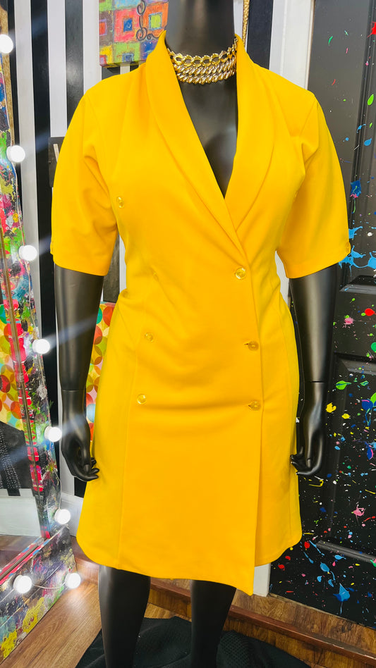 Vintage Yellow Double Breasted Dress (16)