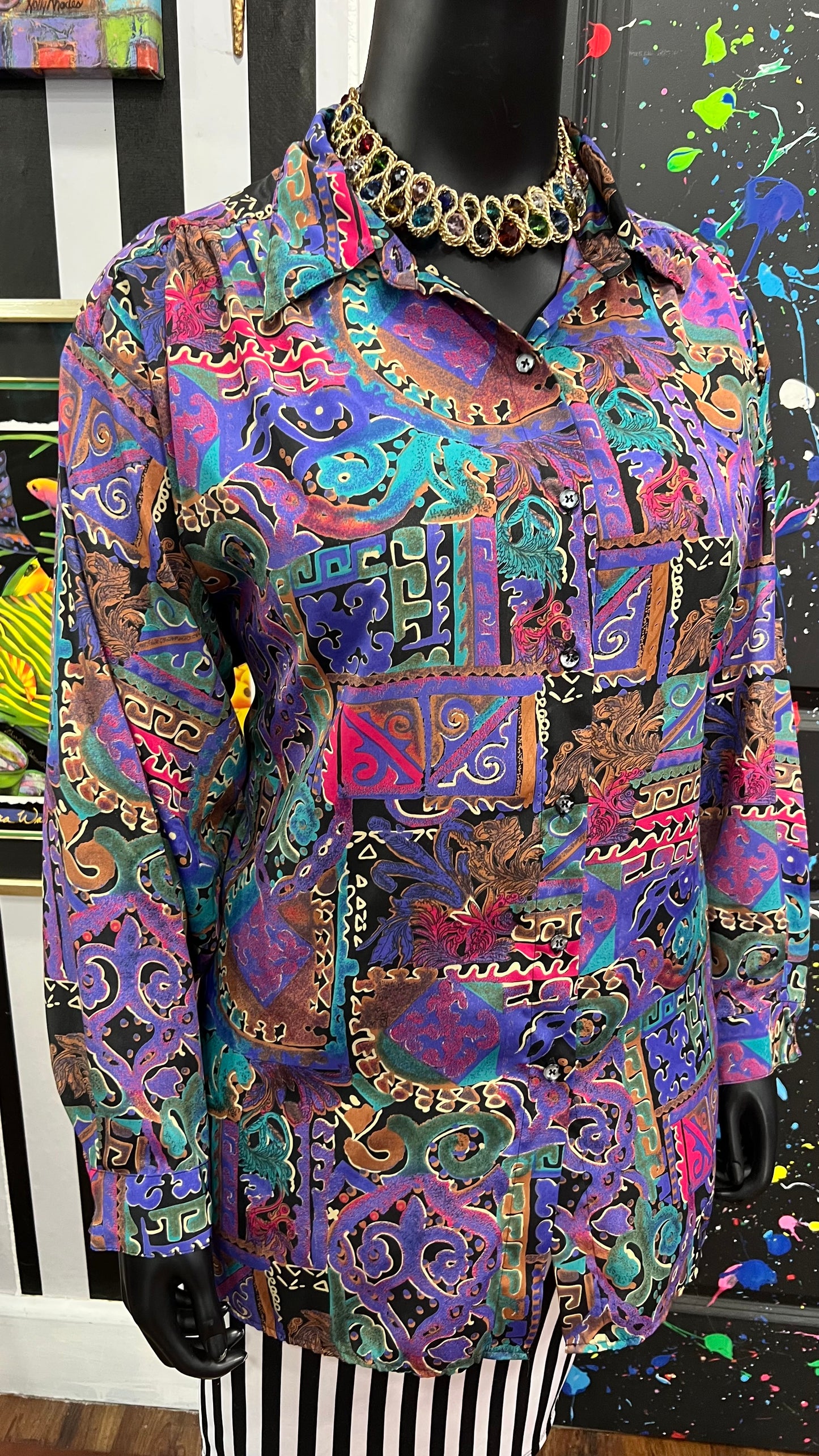 Vintage Abstract 90’s Blouse (22W)