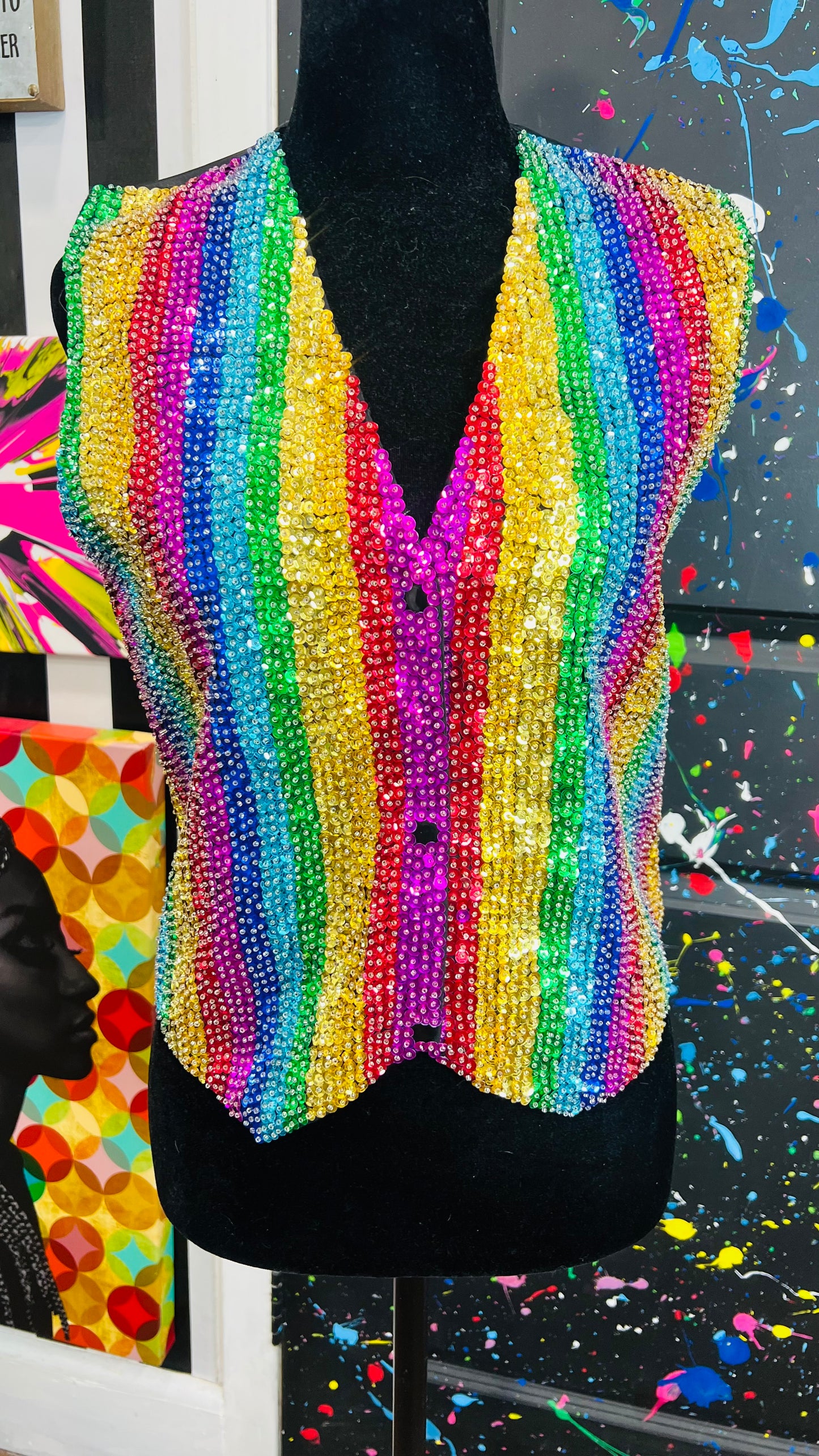 Vintage Rainbow Sequin Vest (12)