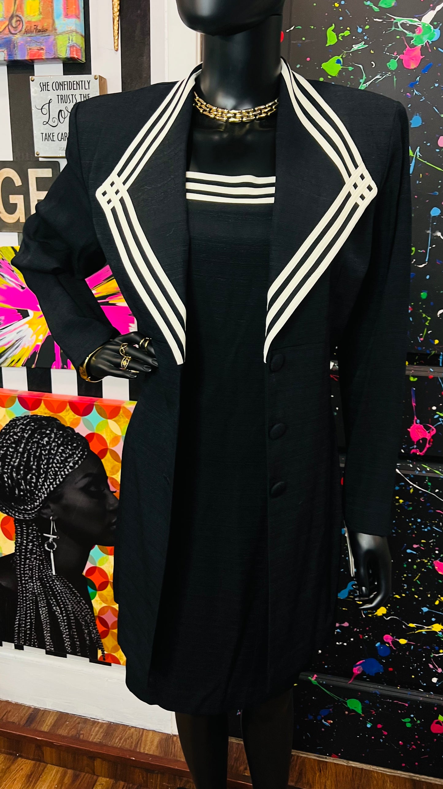 Vintage Black & White Dress & Blazer Set- DeadStock w/Tags (12)