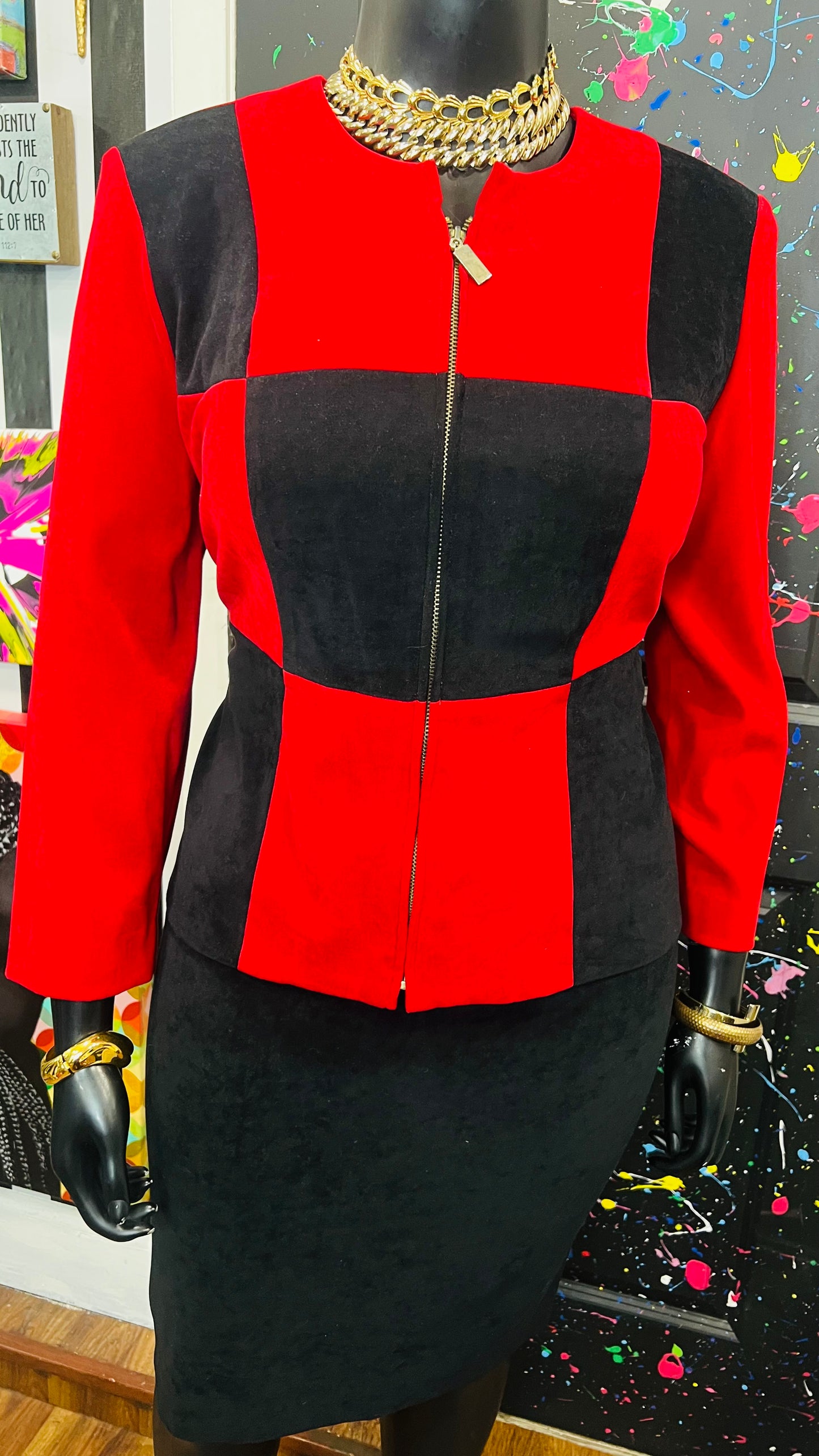 Vintage Red & Black Skirt Set (16)