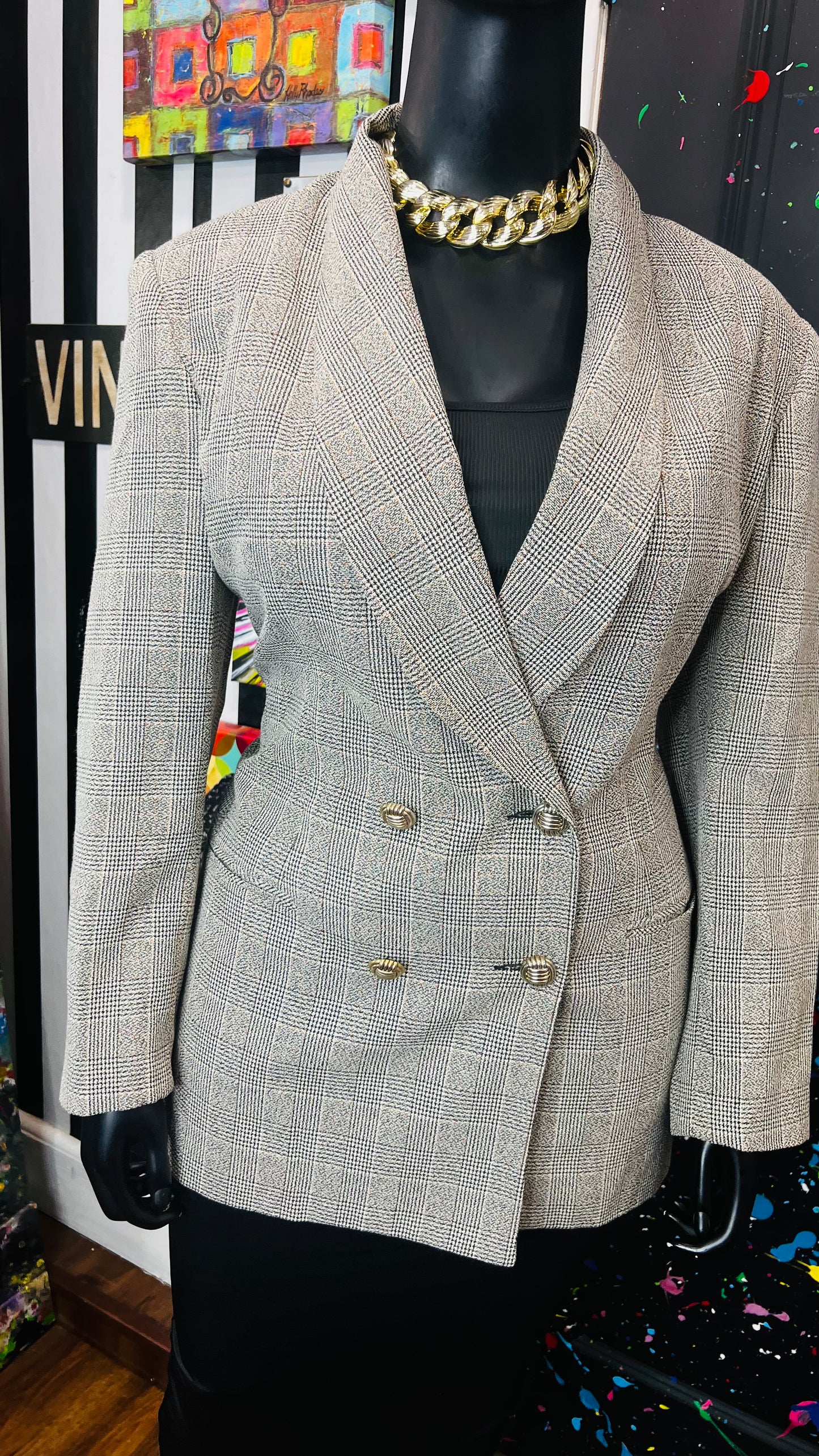 Vintage Plaid Blazer (16W)