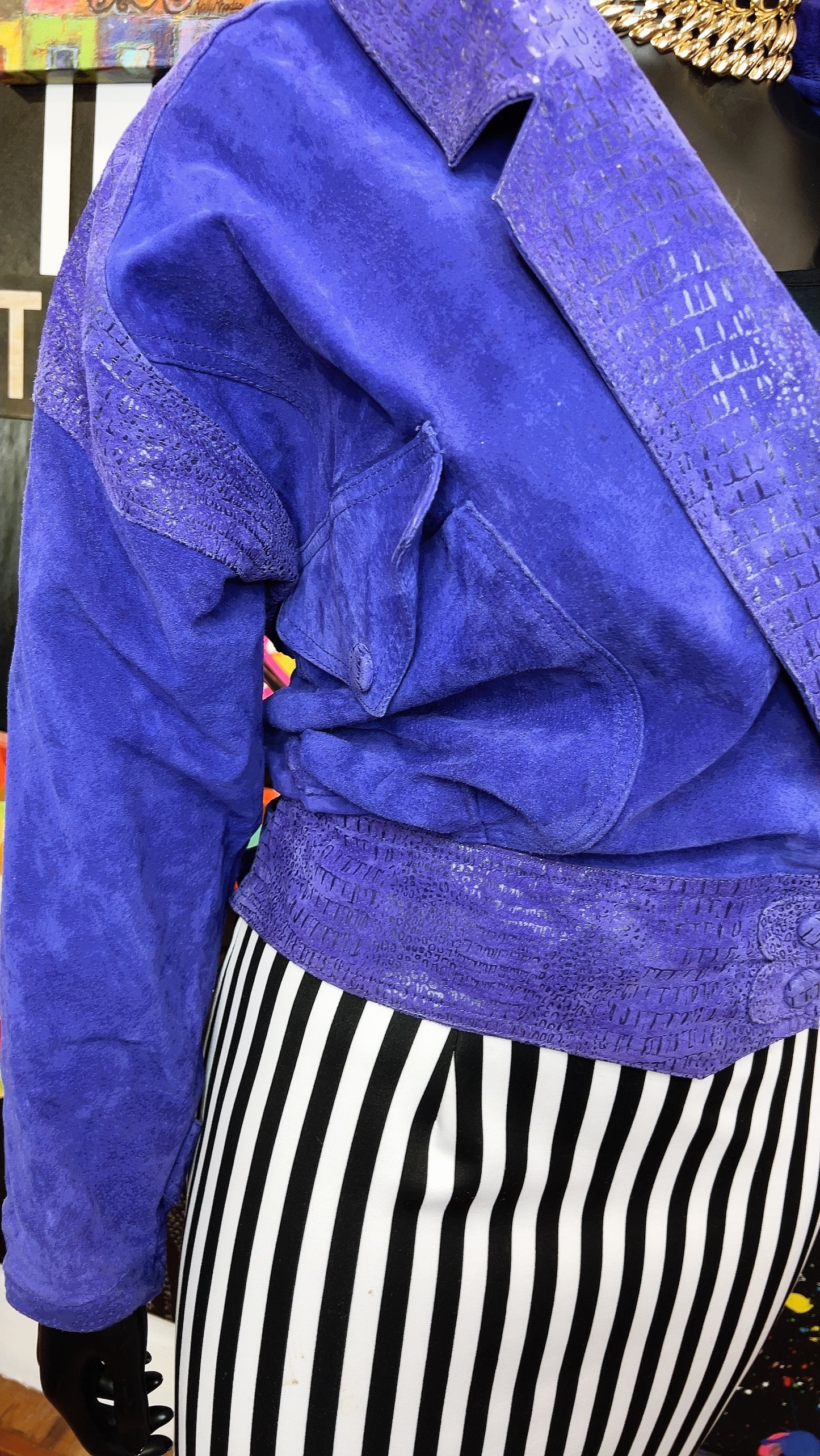 Vintage Purple Suede Leather Cropped Jacket (18)