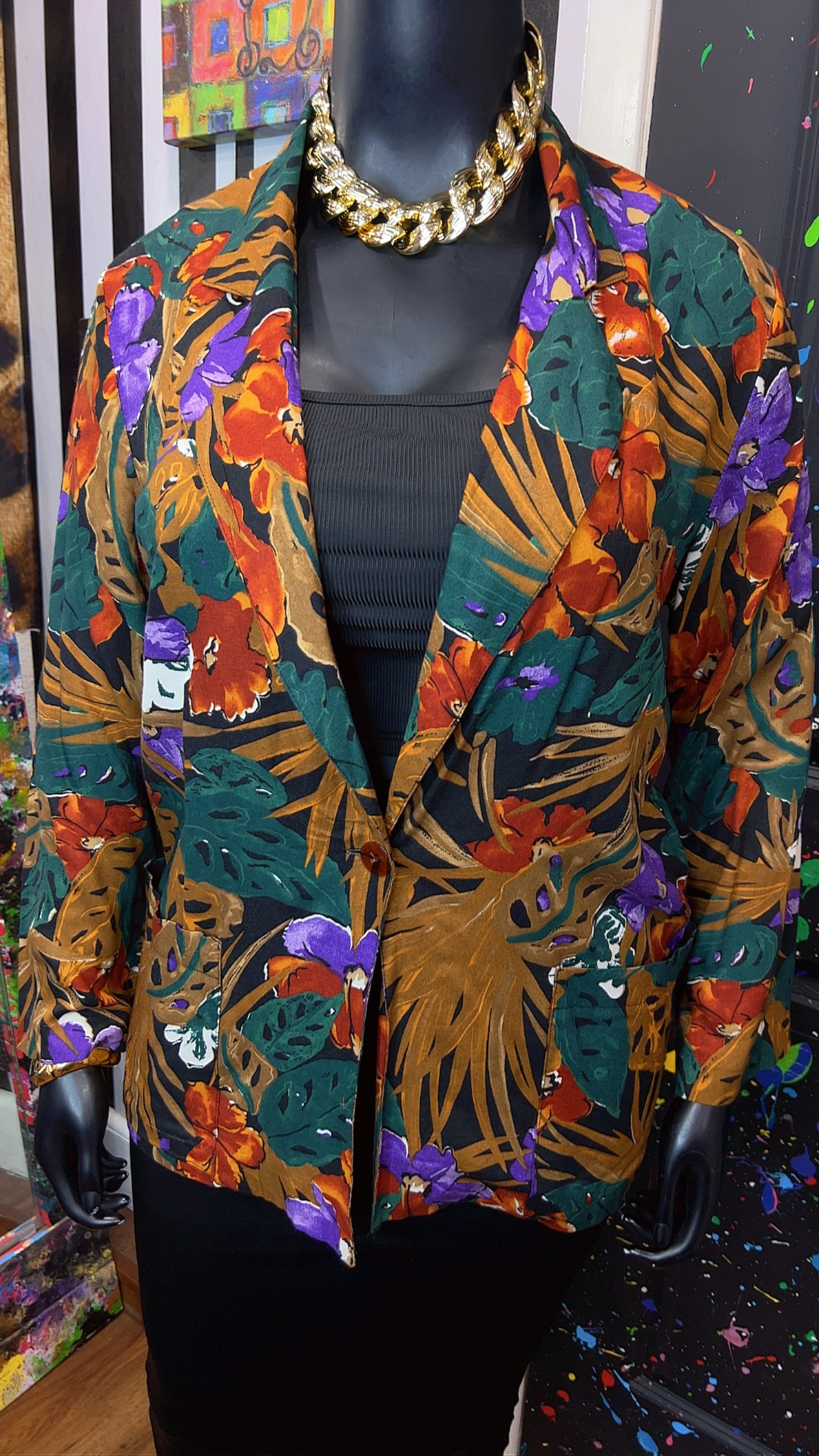 Vintage Rayon Floral Blazer (12)
