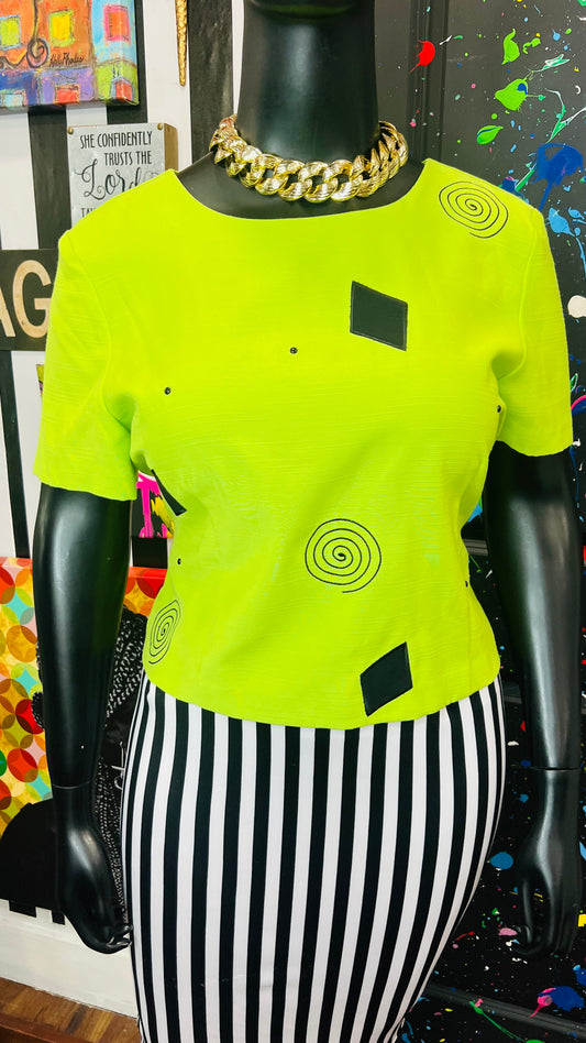 Vintage Green & Black Blouse (18)