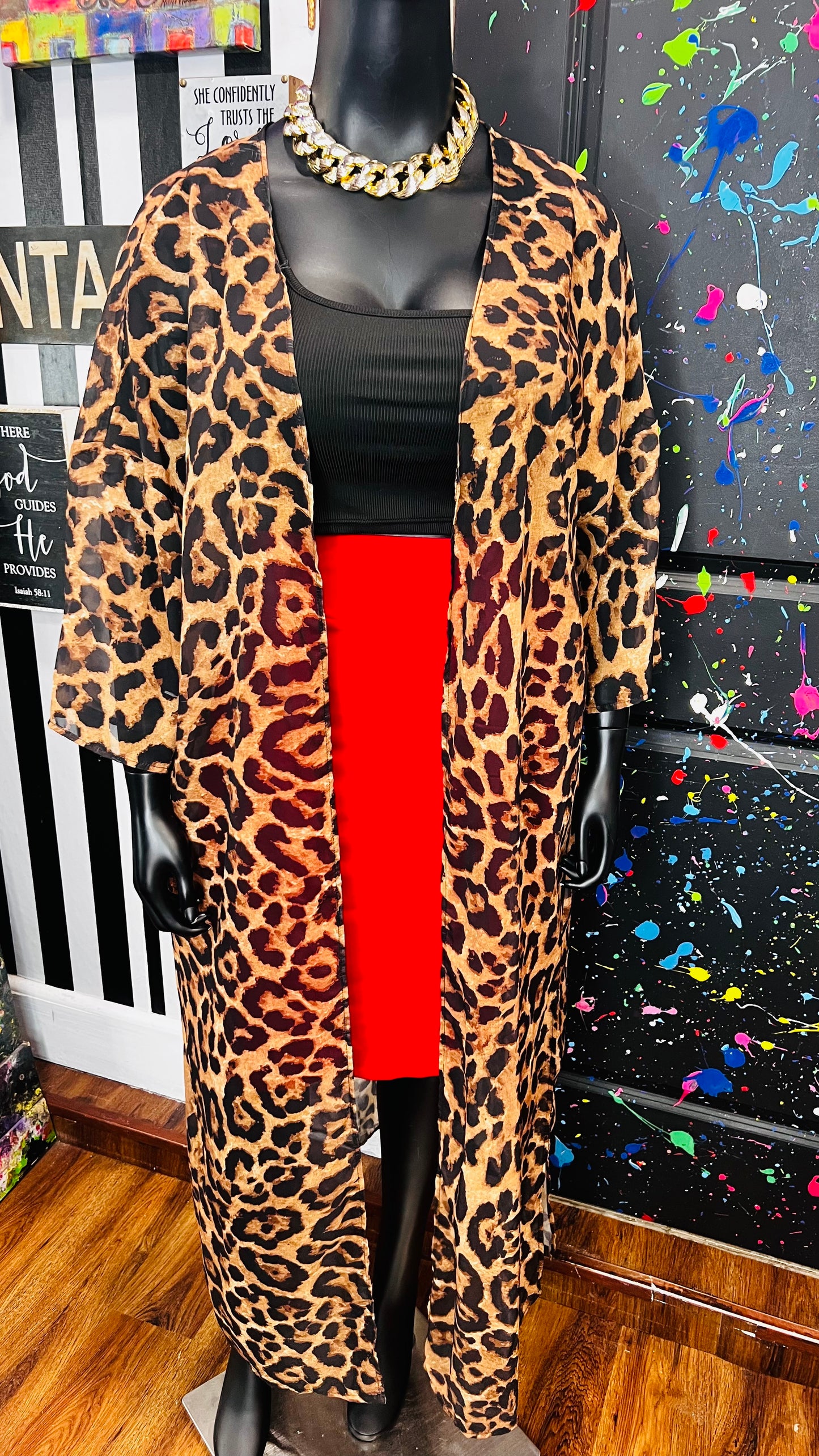 Semi Sheer Animal Print Duster (OS)