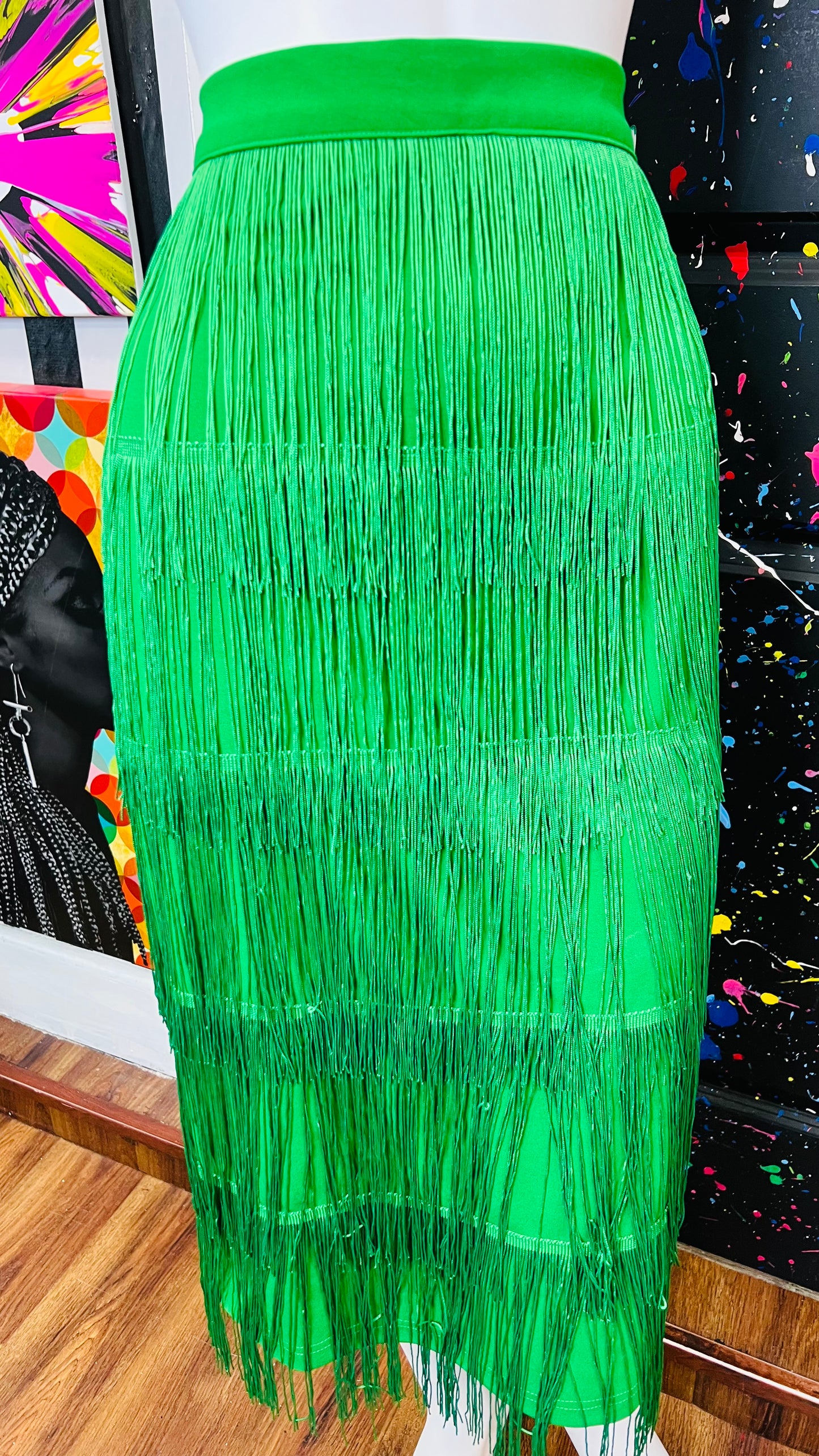 Green Fringe Skirt (14)