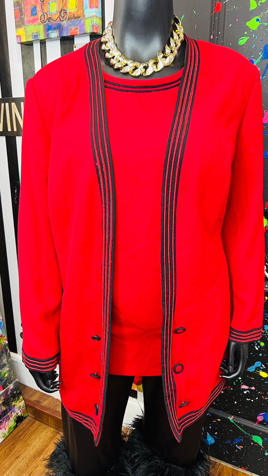 Vintage Red & Black 2 Piece Blouse & Blazer (24)