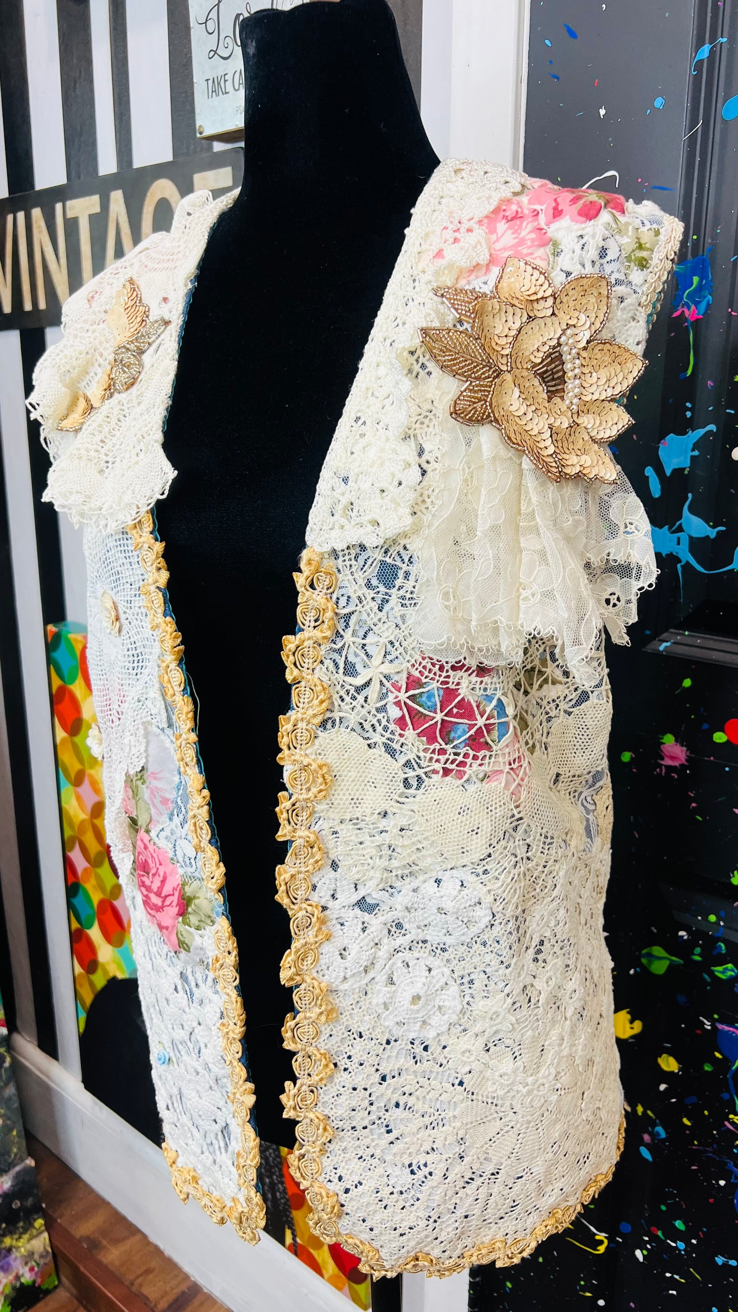 Vintage Handmade Lace Vest (14)