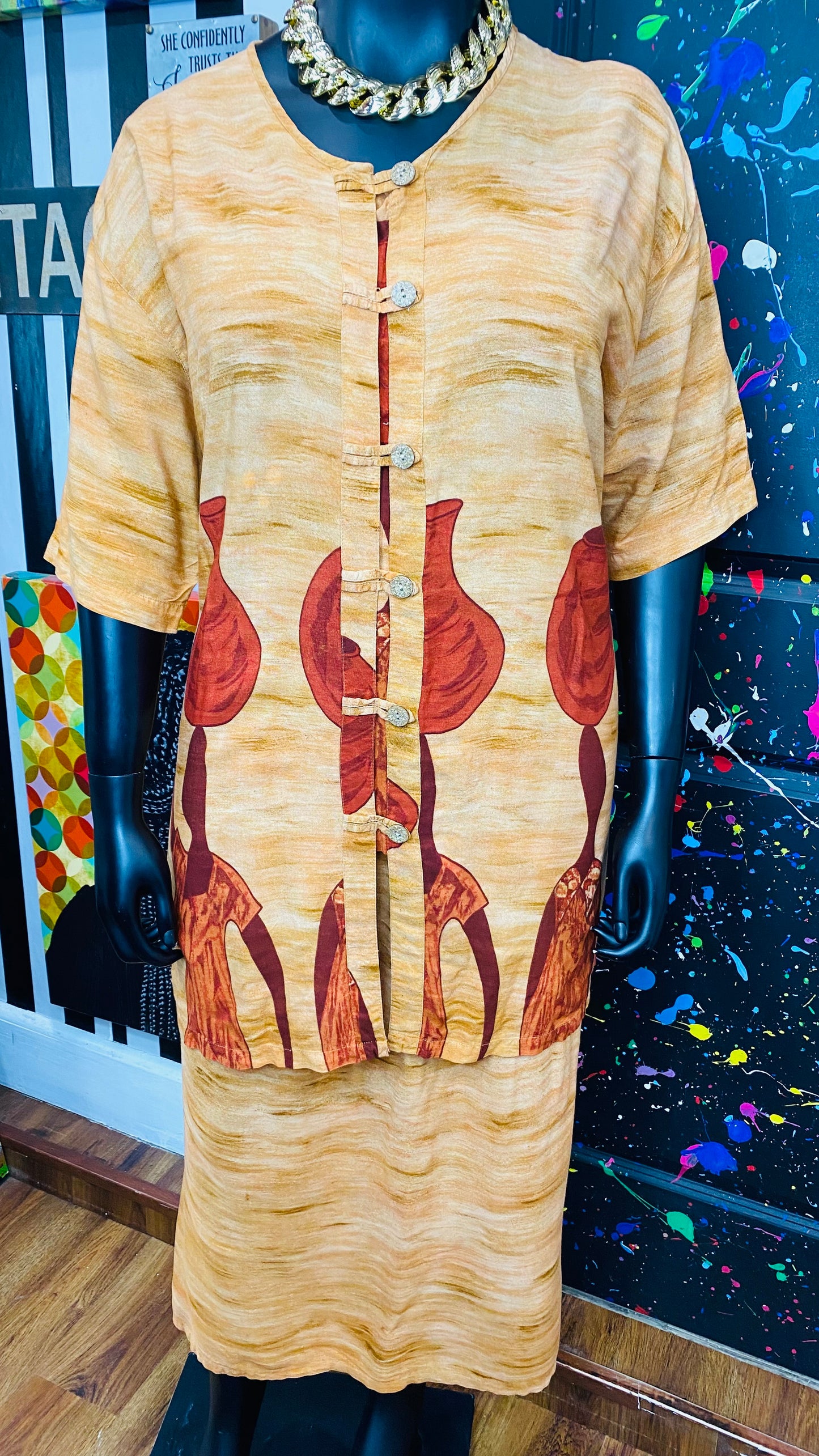 Vintage Rayon Traditional African Skirt Set (18)
