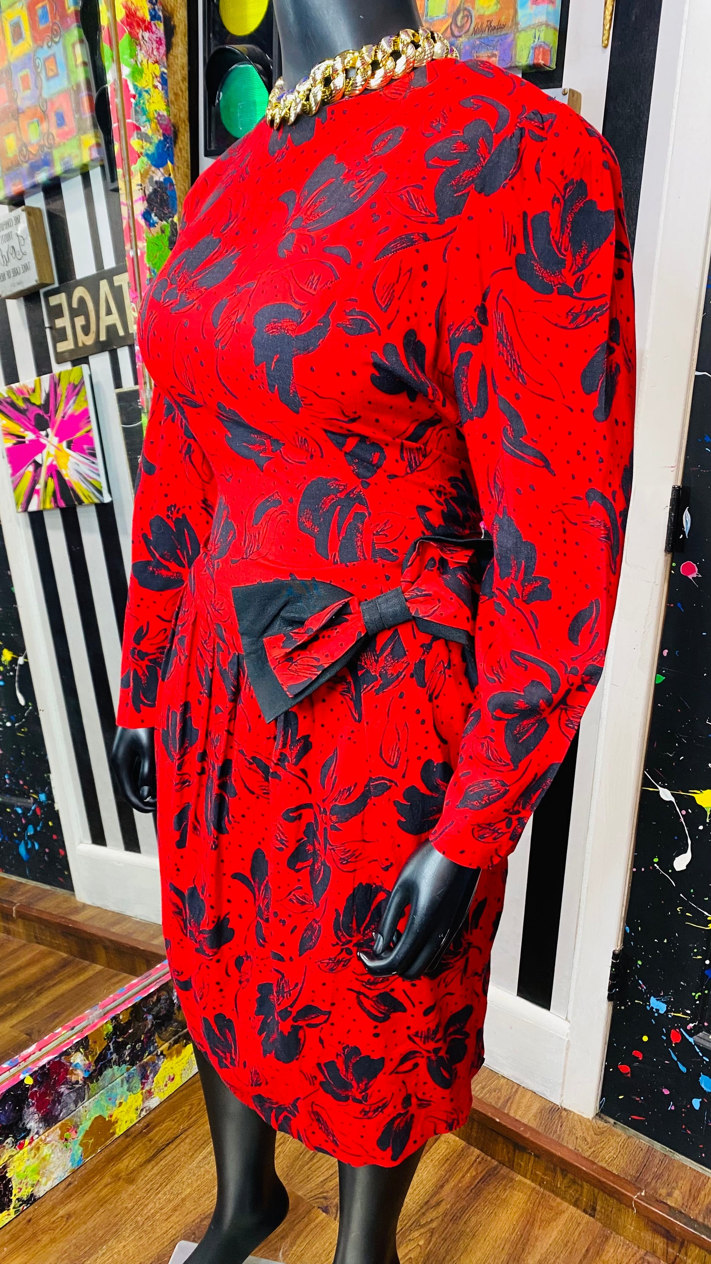 Vintage Floral Bow Dress (24)