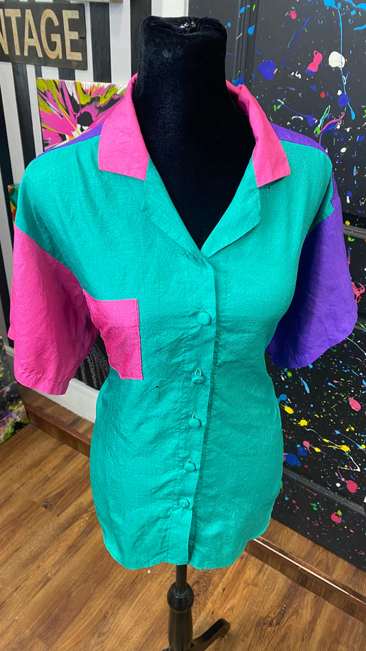 Vintage Colorblock Blouse (16)