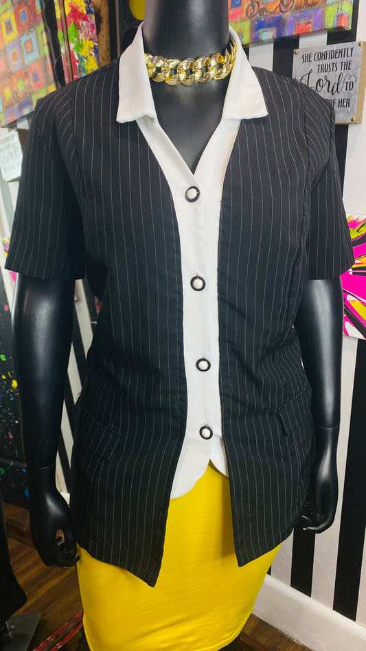 Vintage Pin Striped Black & White Blouse (22)