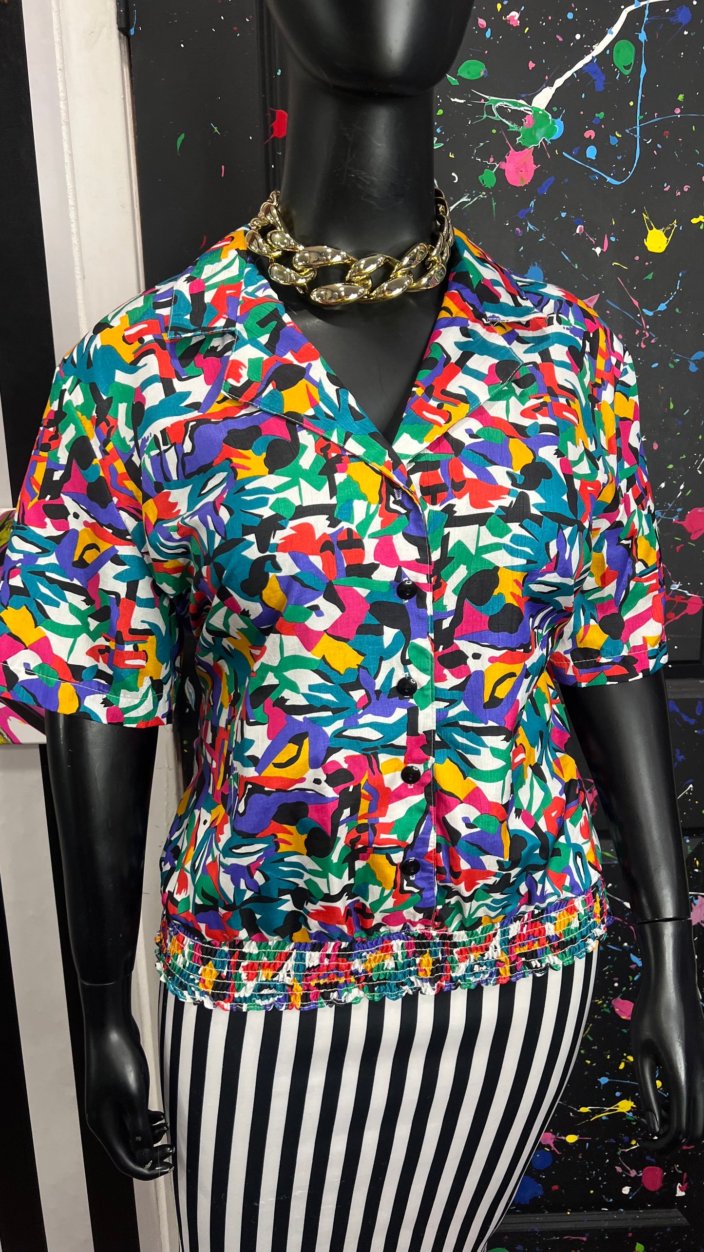 Vintage 80s Abstract Vintage Blouse (22W)