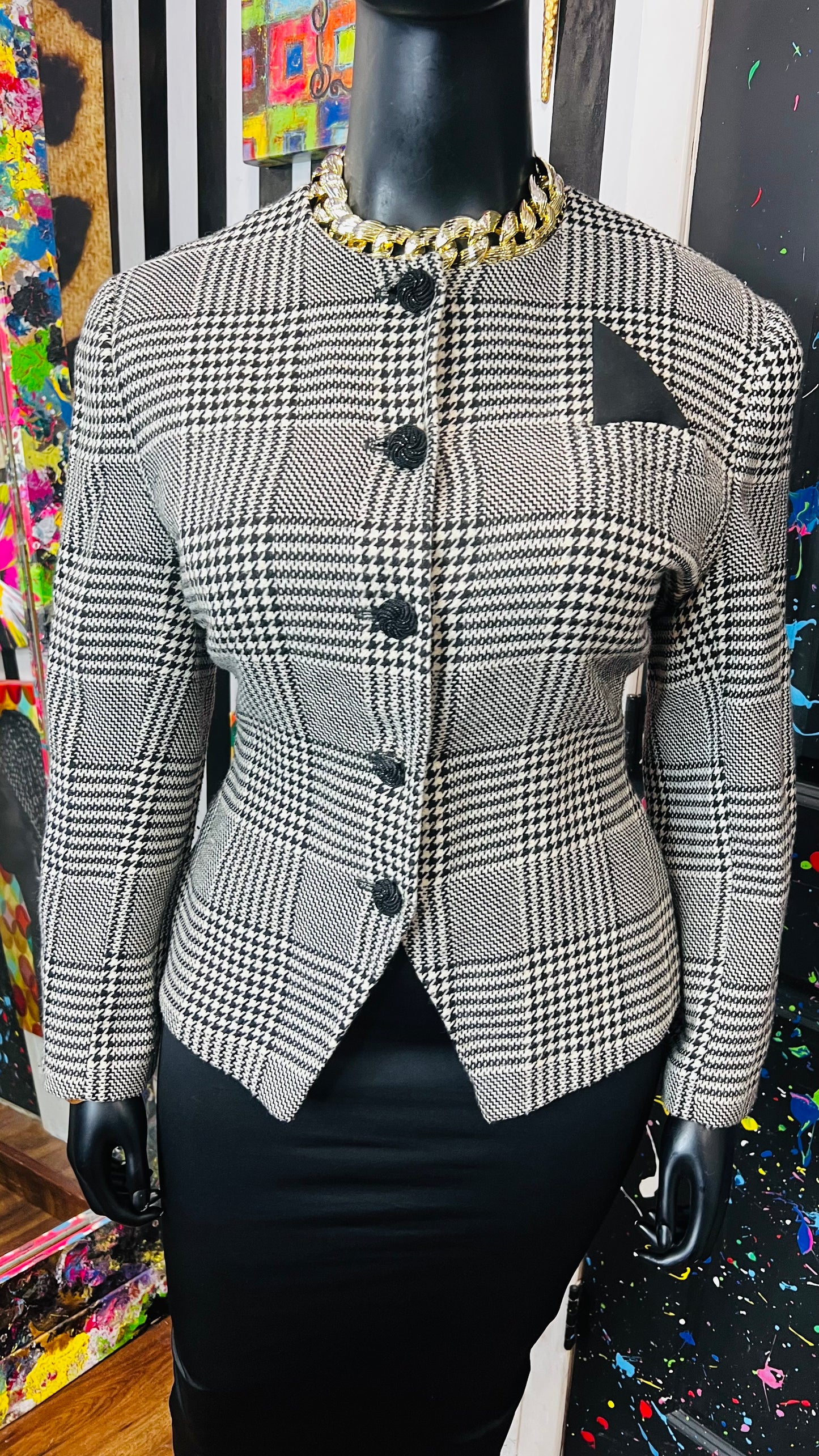 Vintage Black & White Cropped Blazer (18W)