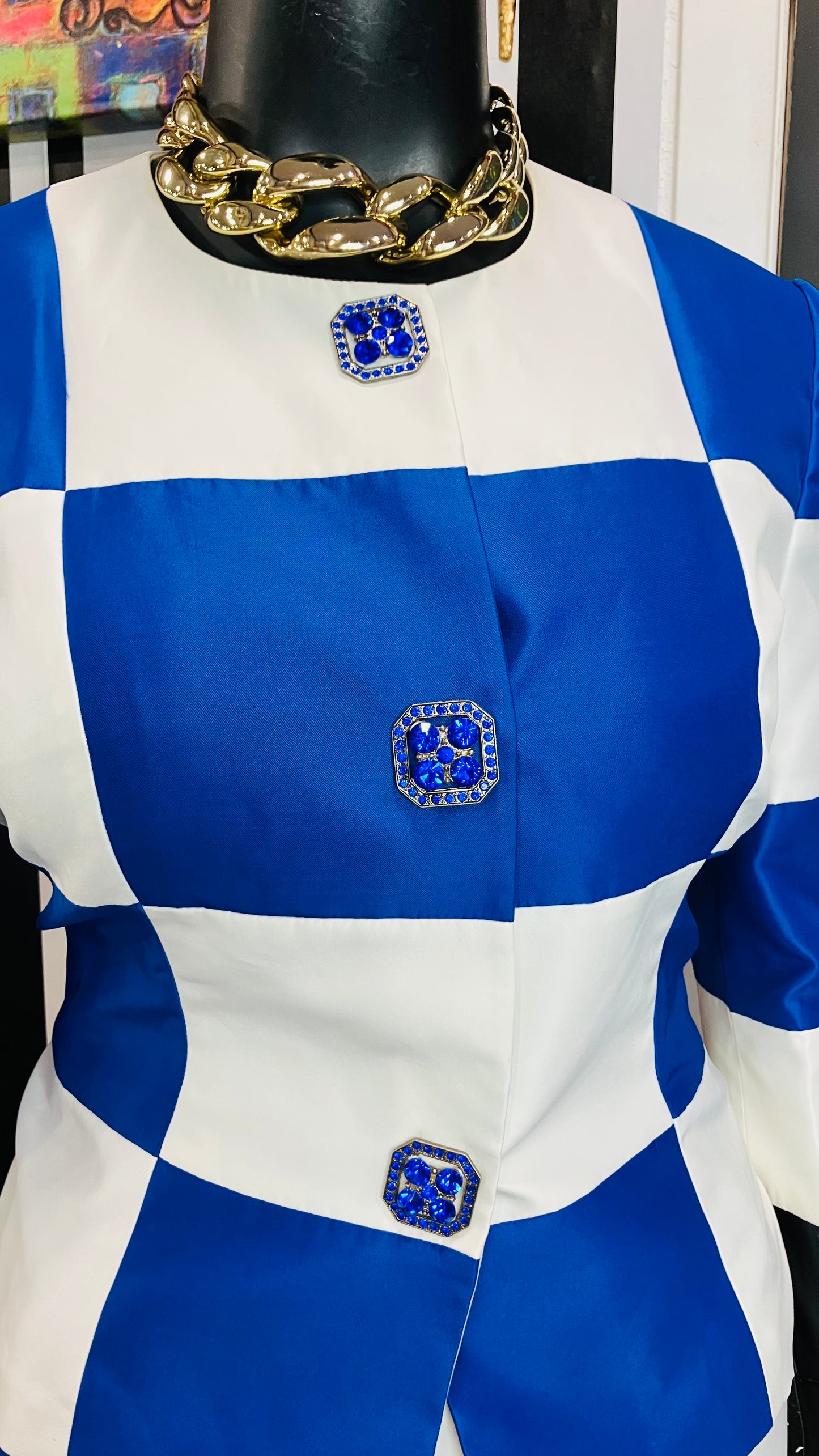 Vintage Couture Blue & White Skit Suit (16)