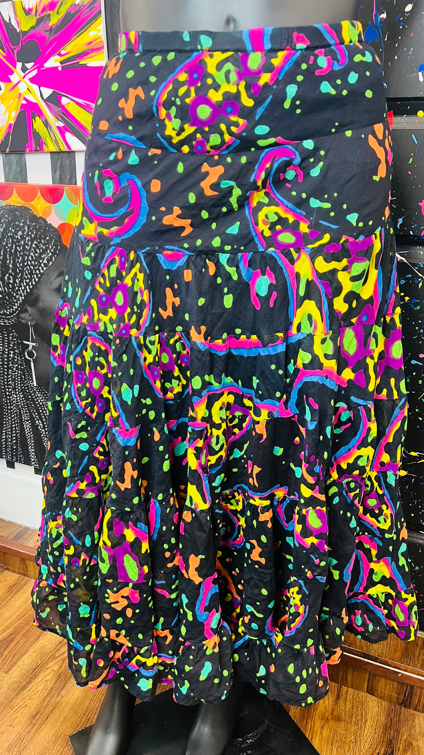 Vintage Rayon Paint Splatter Skirt (14)