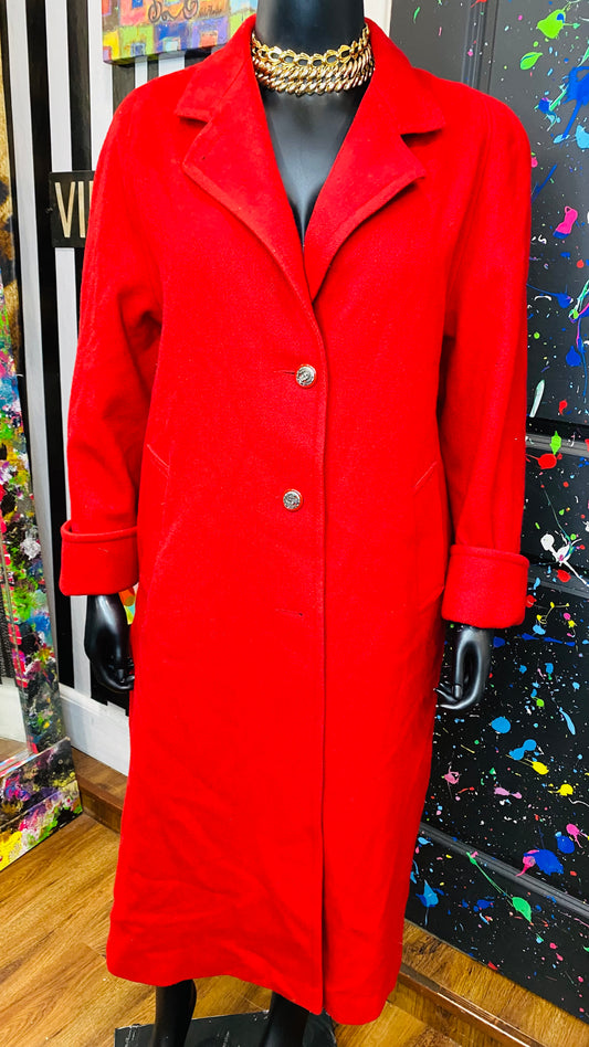 Vintage Red Wool Trench Coat (14/16)