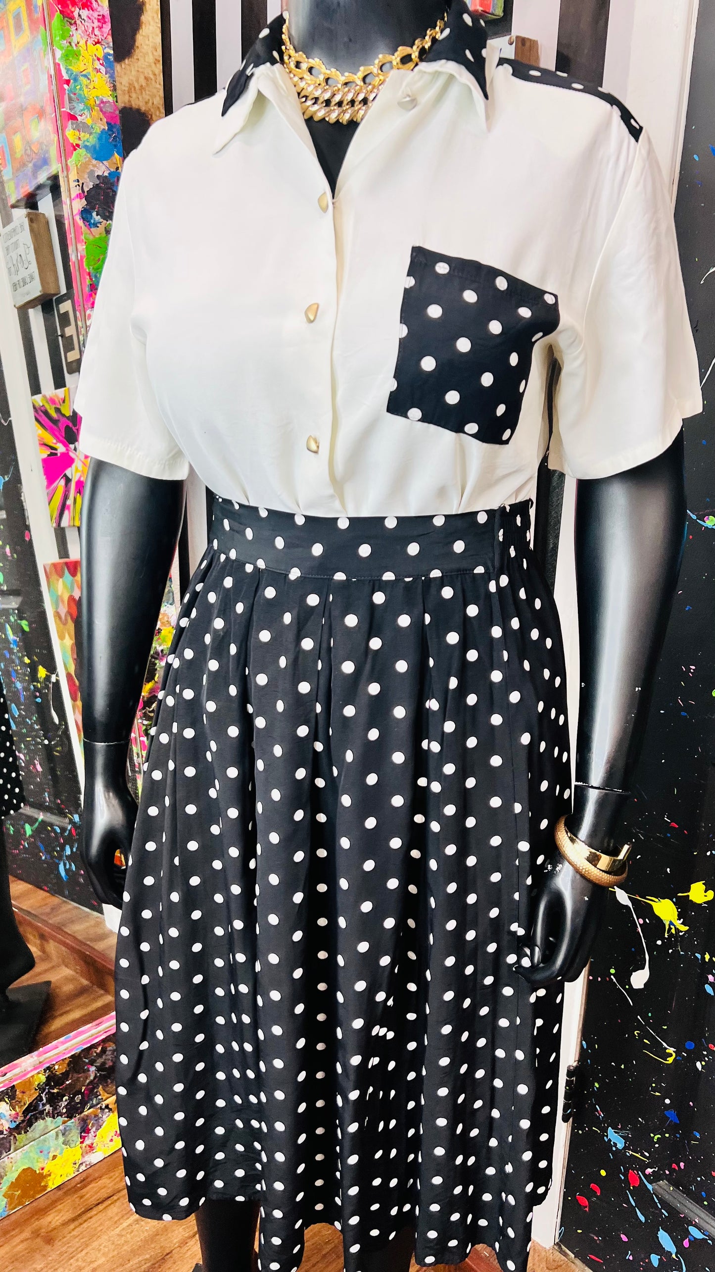 Vintage Polka Dot Skirt Set (12/14)