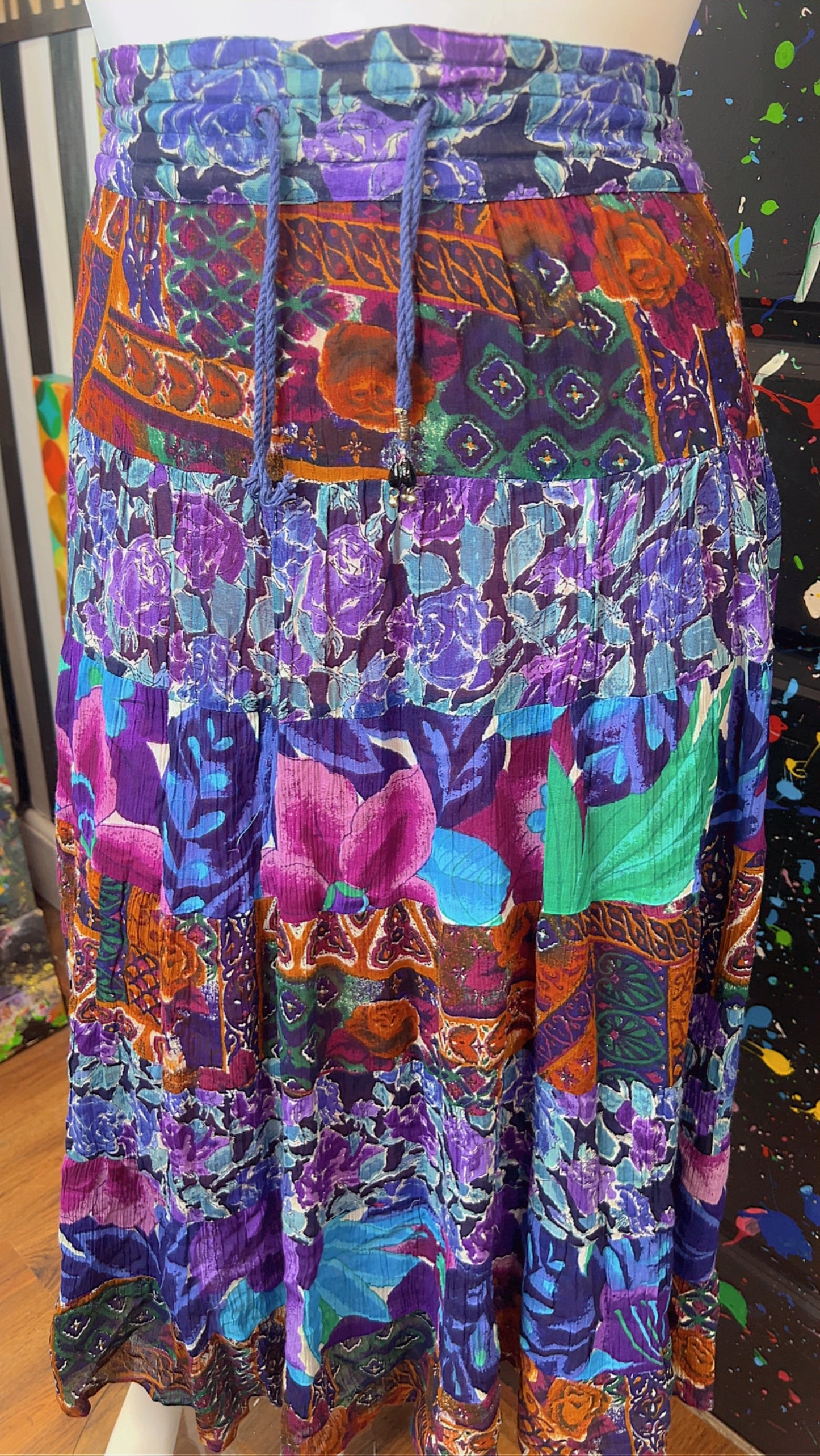 Vintage Rayon Drawstring Skirt (OS)