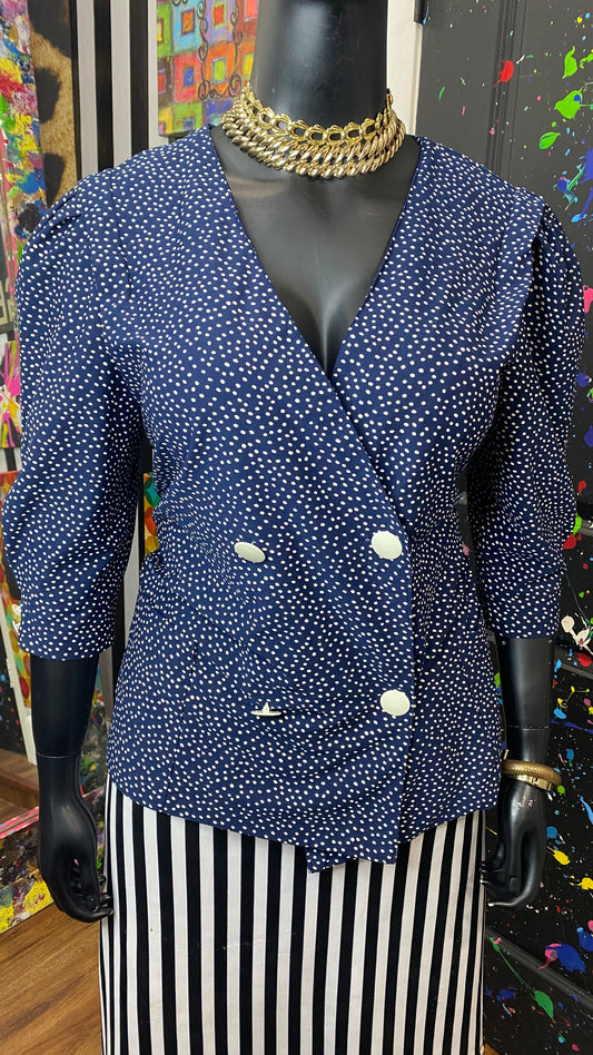 Vintage Polka Dot Double Breasted Blouse (14)