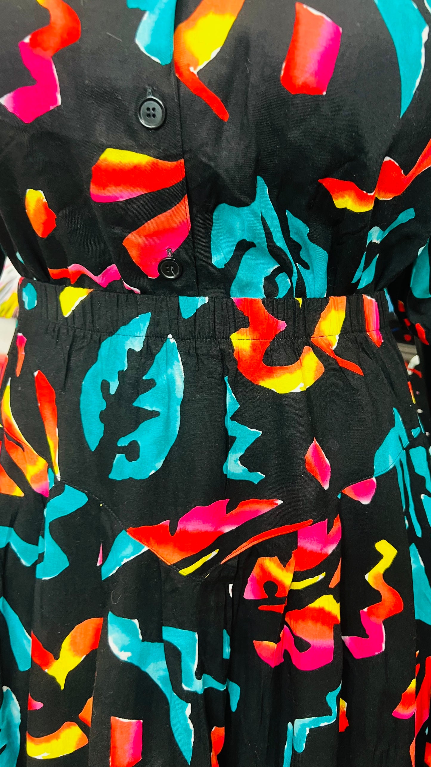 Vintage Abstract Rayon Skirt Set (16)