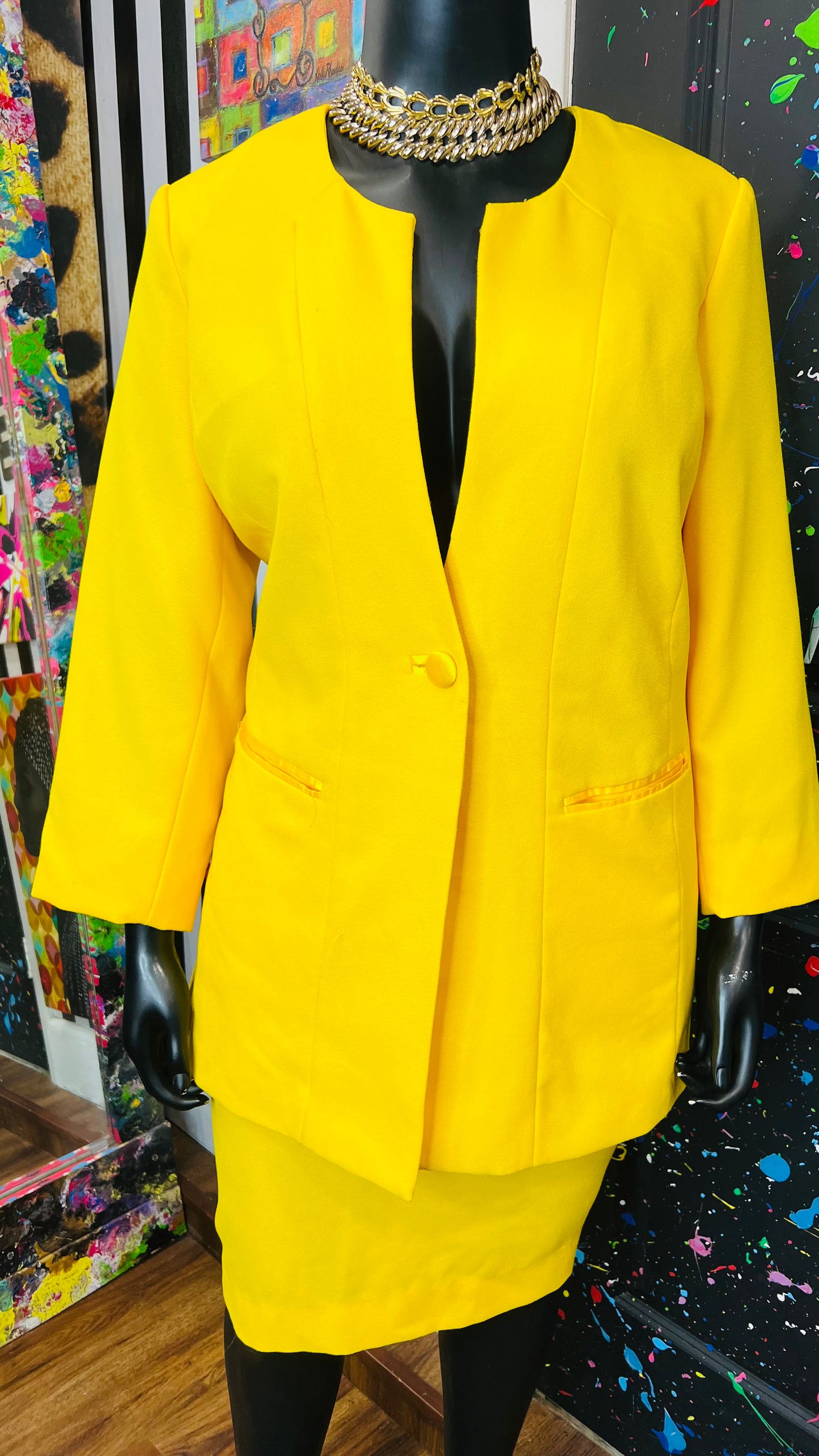 Vintage Yellow Skirt Suit (20W)