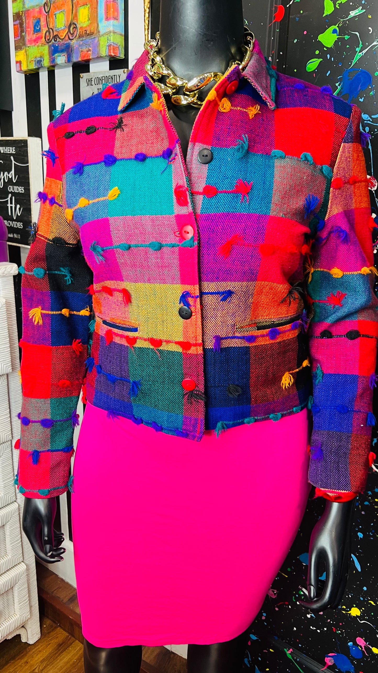 Vintage Colorful Cropped Blazer (12/14)