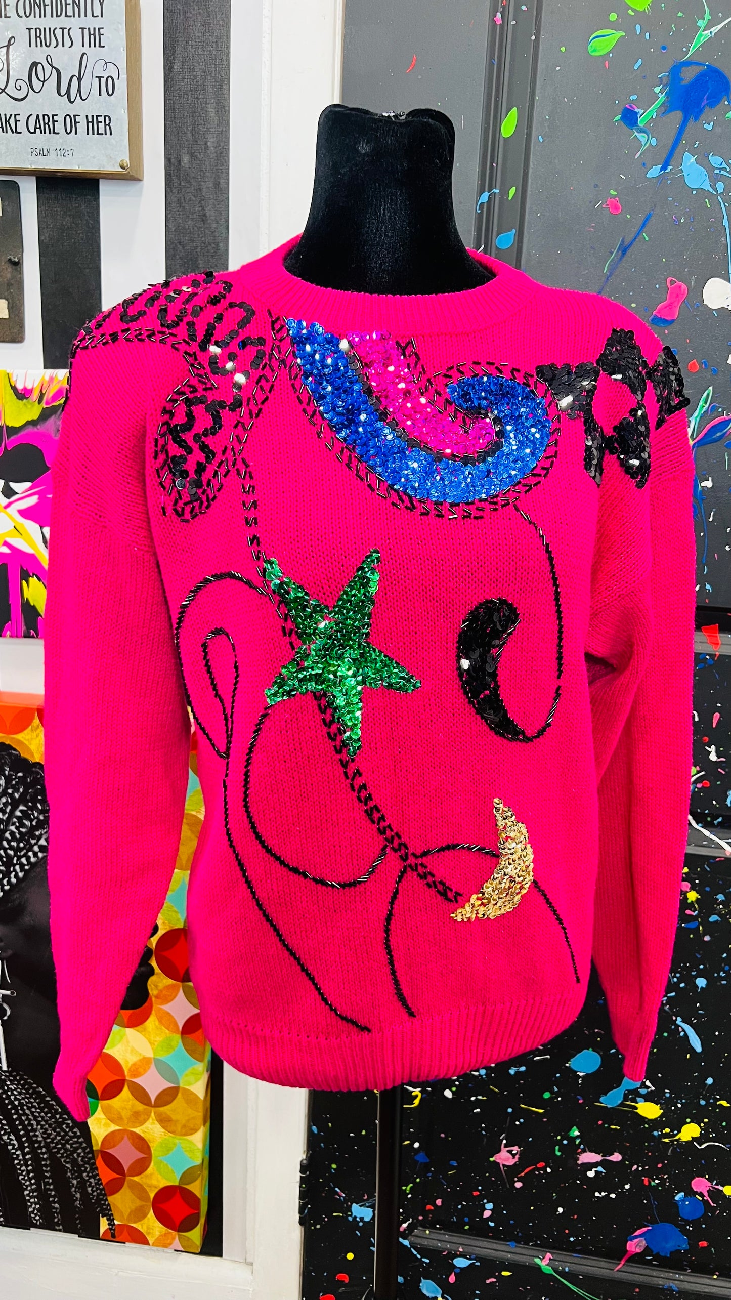 Vintage Pink Sequin Sweater (14)