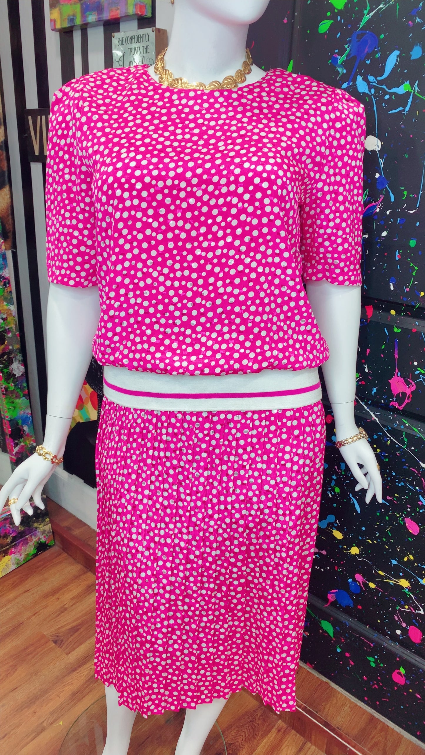 Pink & White Polka Dot Dress (18)