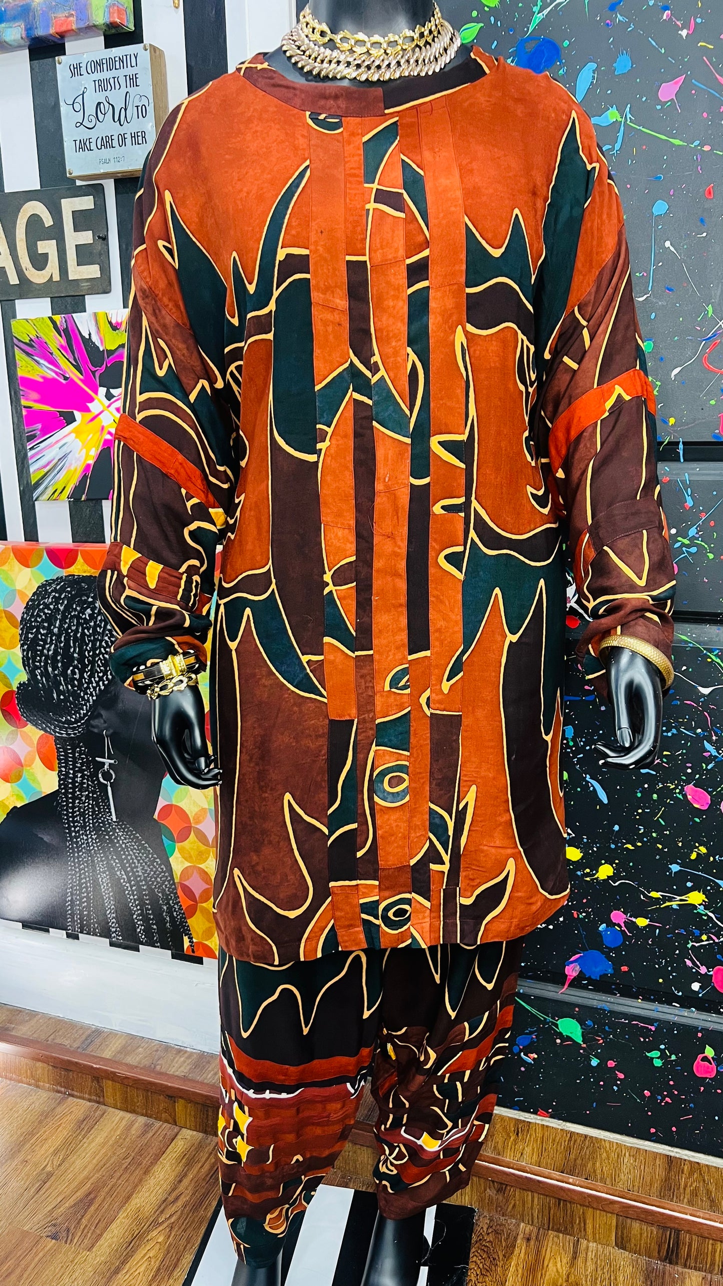 Vintage Rayon Traditional African Pants Set (18)