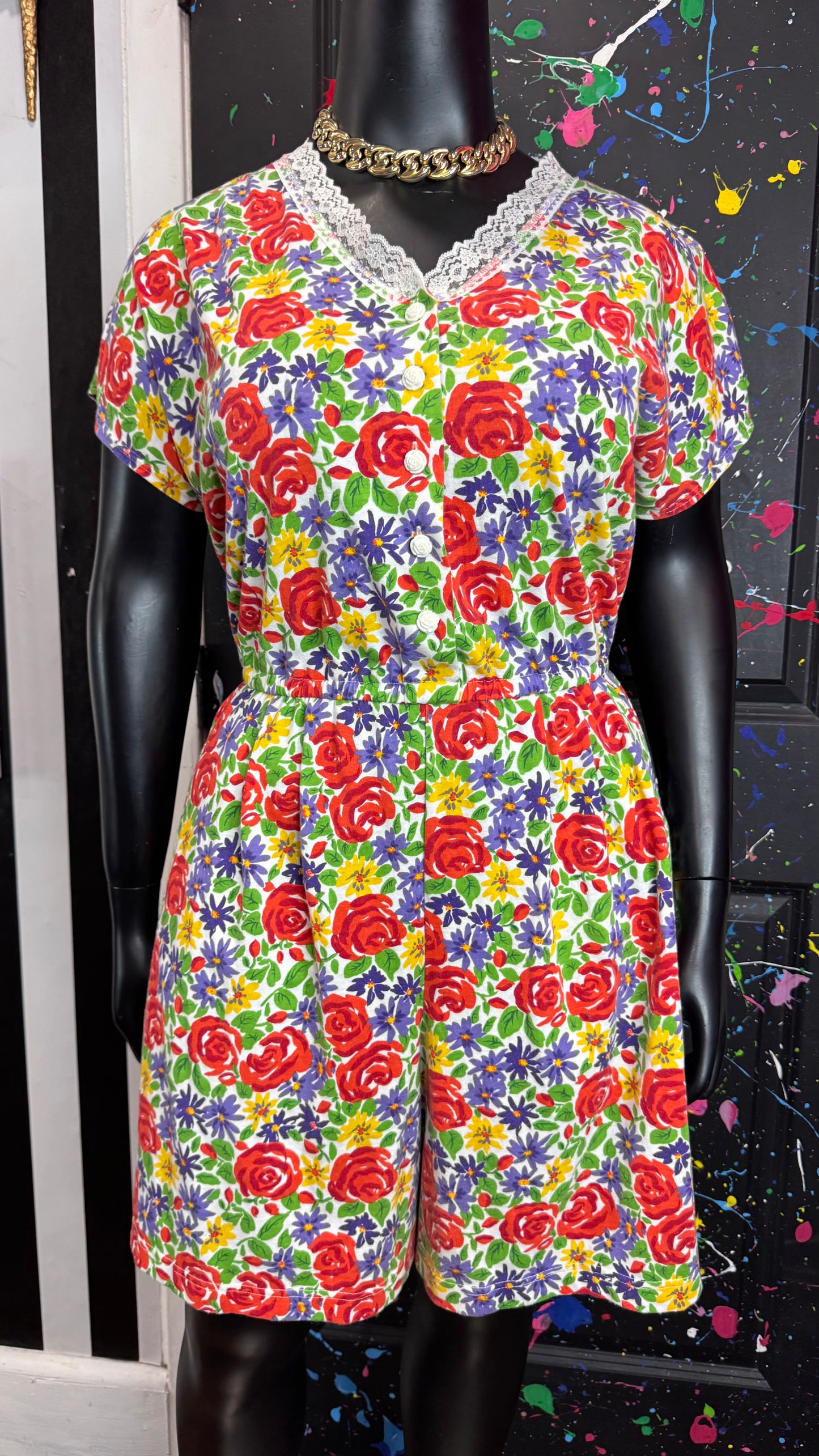 Vintage Floral and Lace Romper (18/20) *KC